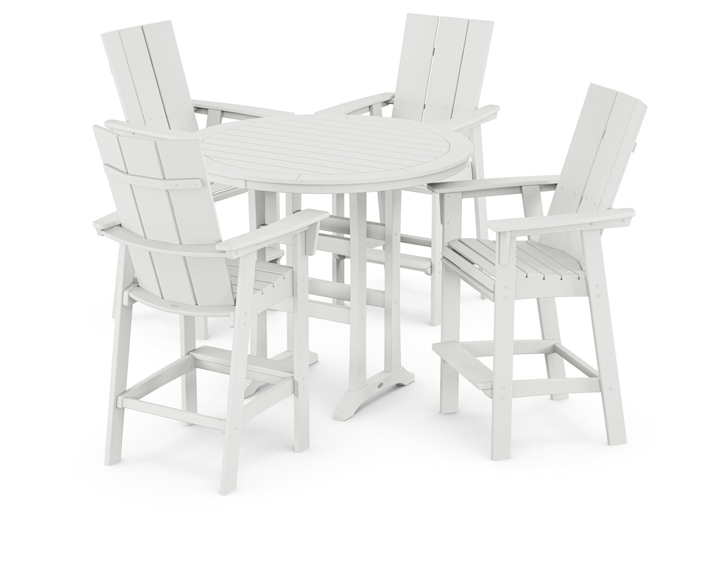 Modern Curveback Adirondack 5-Piece Nautical Trestle Bar Set