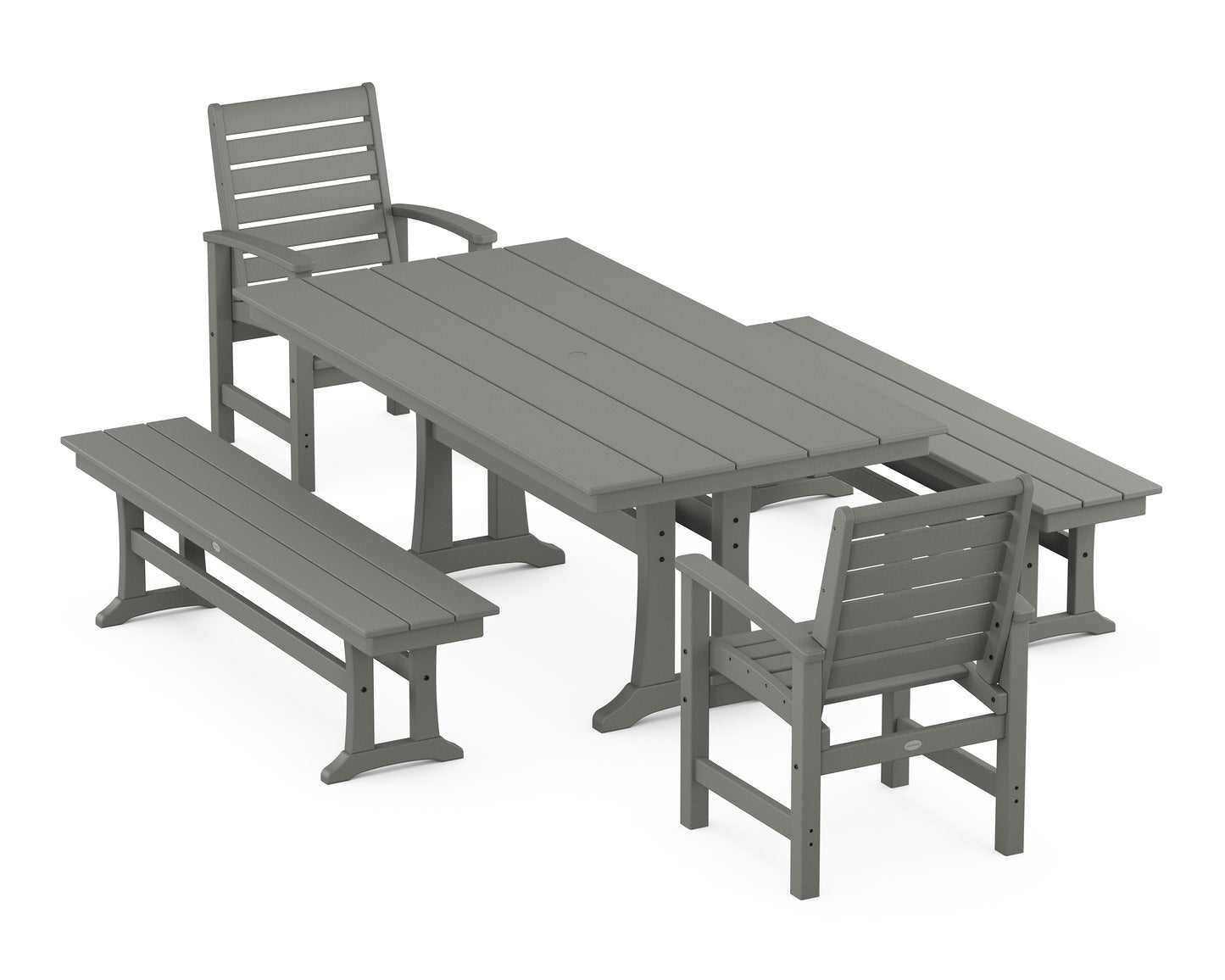 Signature 5-Piece Farmhouse Dining Set With Trestle Legs