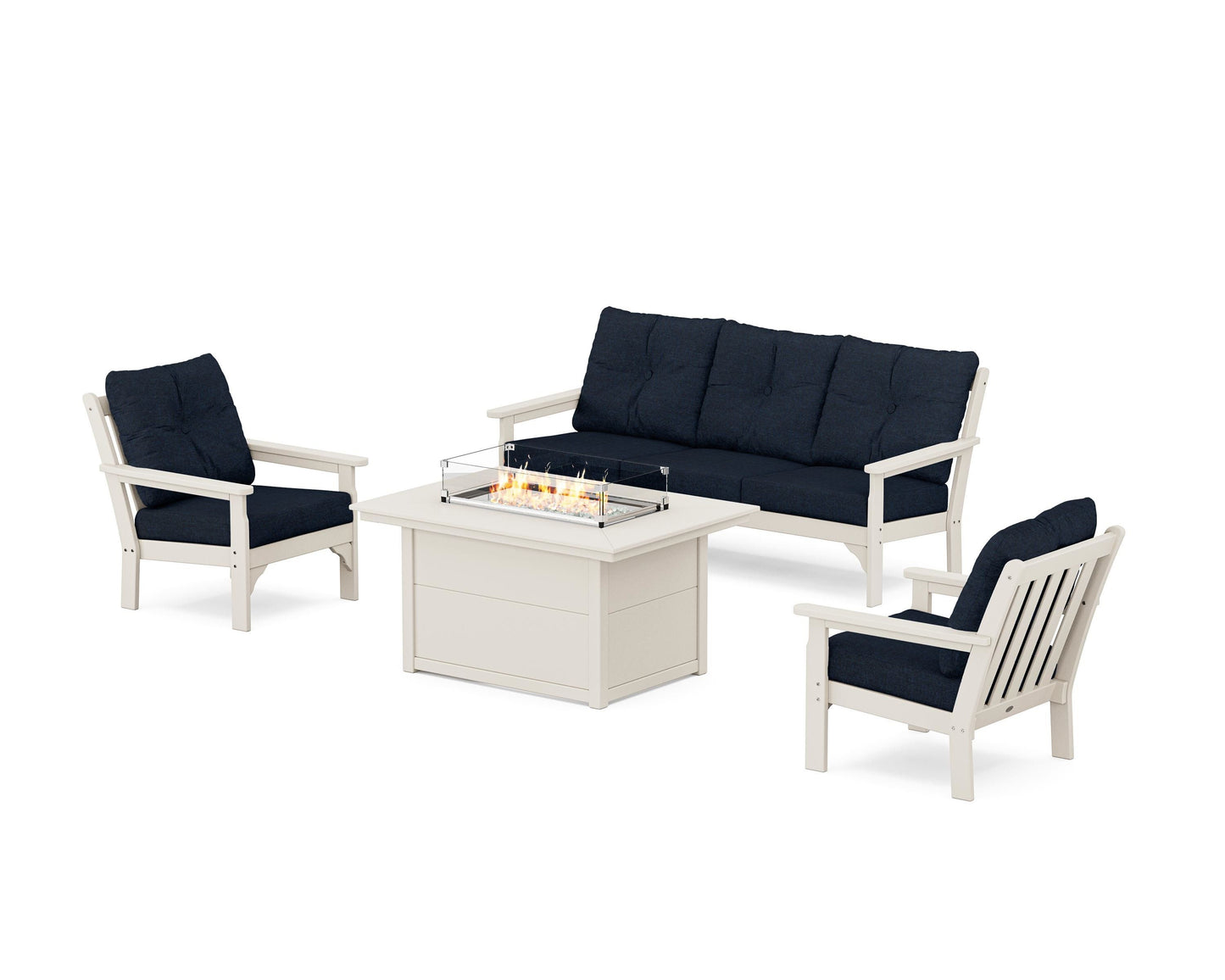 Vineyard Deep Seating Fire Pit Table Set