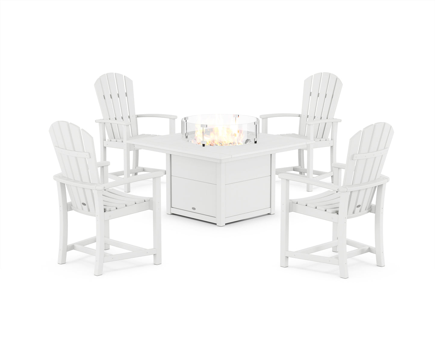 Palm Coast 4-Piece Upright Adirondack Conversation Set with Fire Pit Table