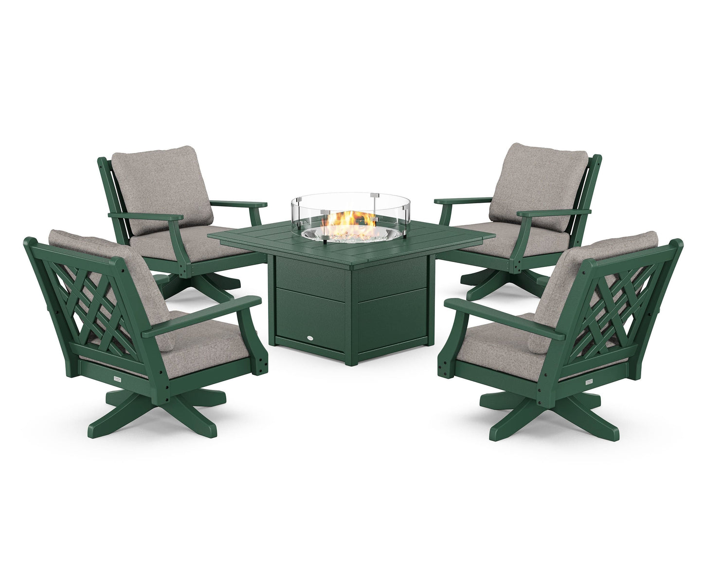 Wovendale 5-Piece Deep Seating Swivel Conversation Set with Fire Pit Table