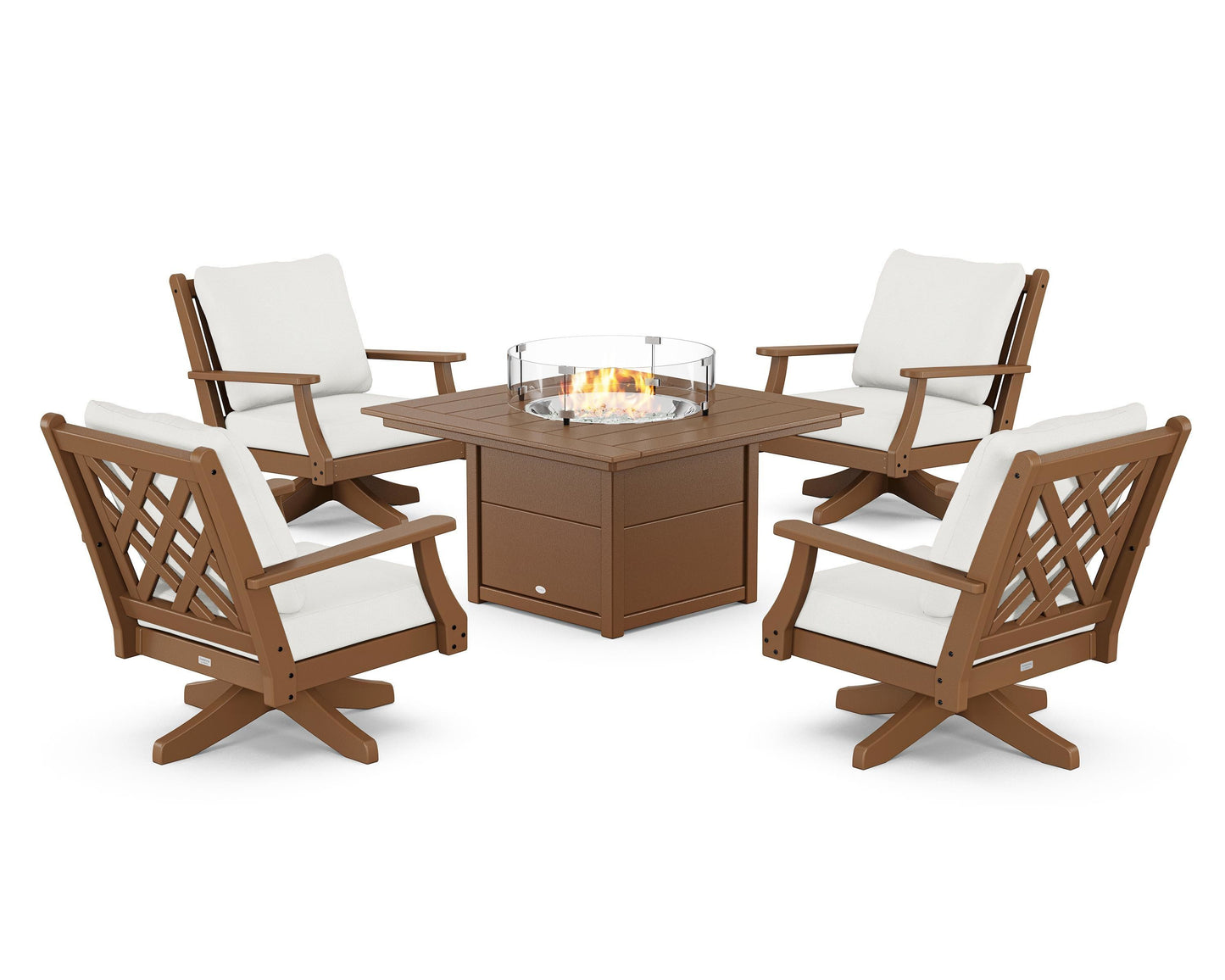 Wovendale 5-Piece Deep Seating Swivel Conversation Set with Fire Pit Table