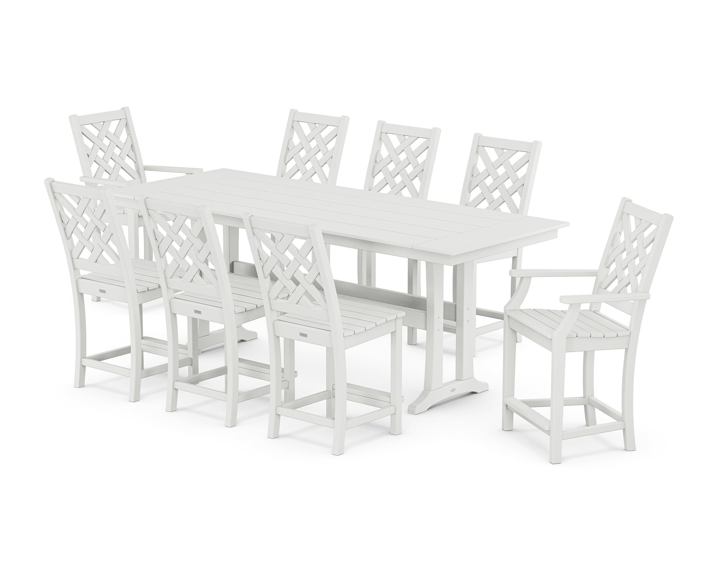 Wovendale 9-Piece Farmhouse Counter Set with Trestle Legs
