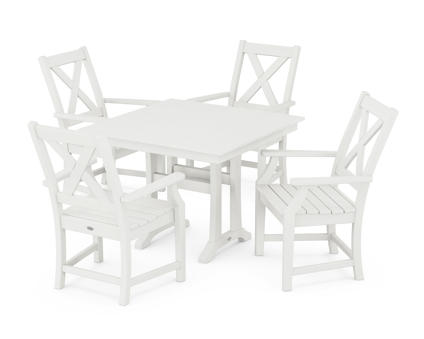 Braxton 5-Piece Farmhouse Dining Set With Trestle Legs