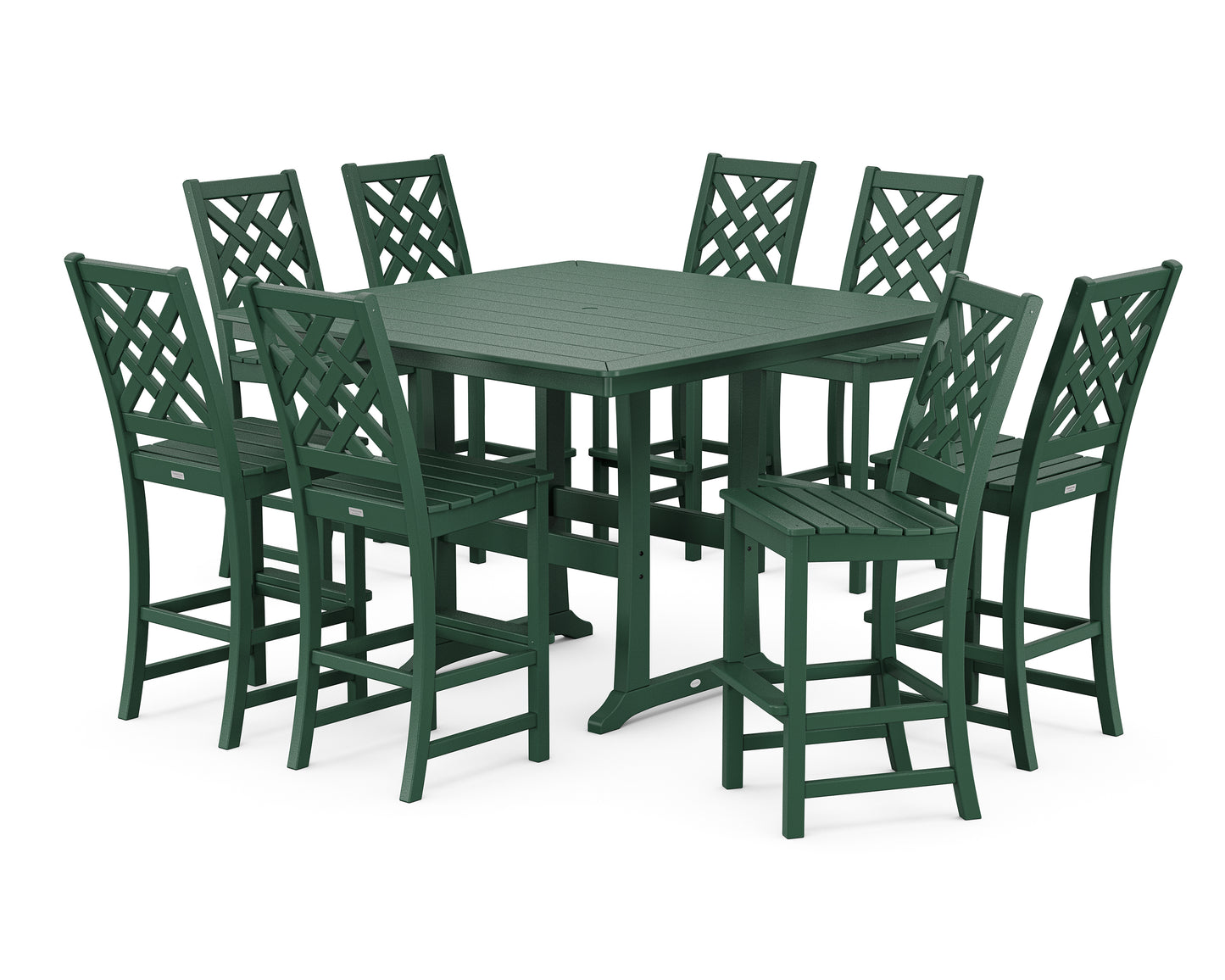Wovendale Side Chair 9-Piece Square Bar Set with Trestle Legs