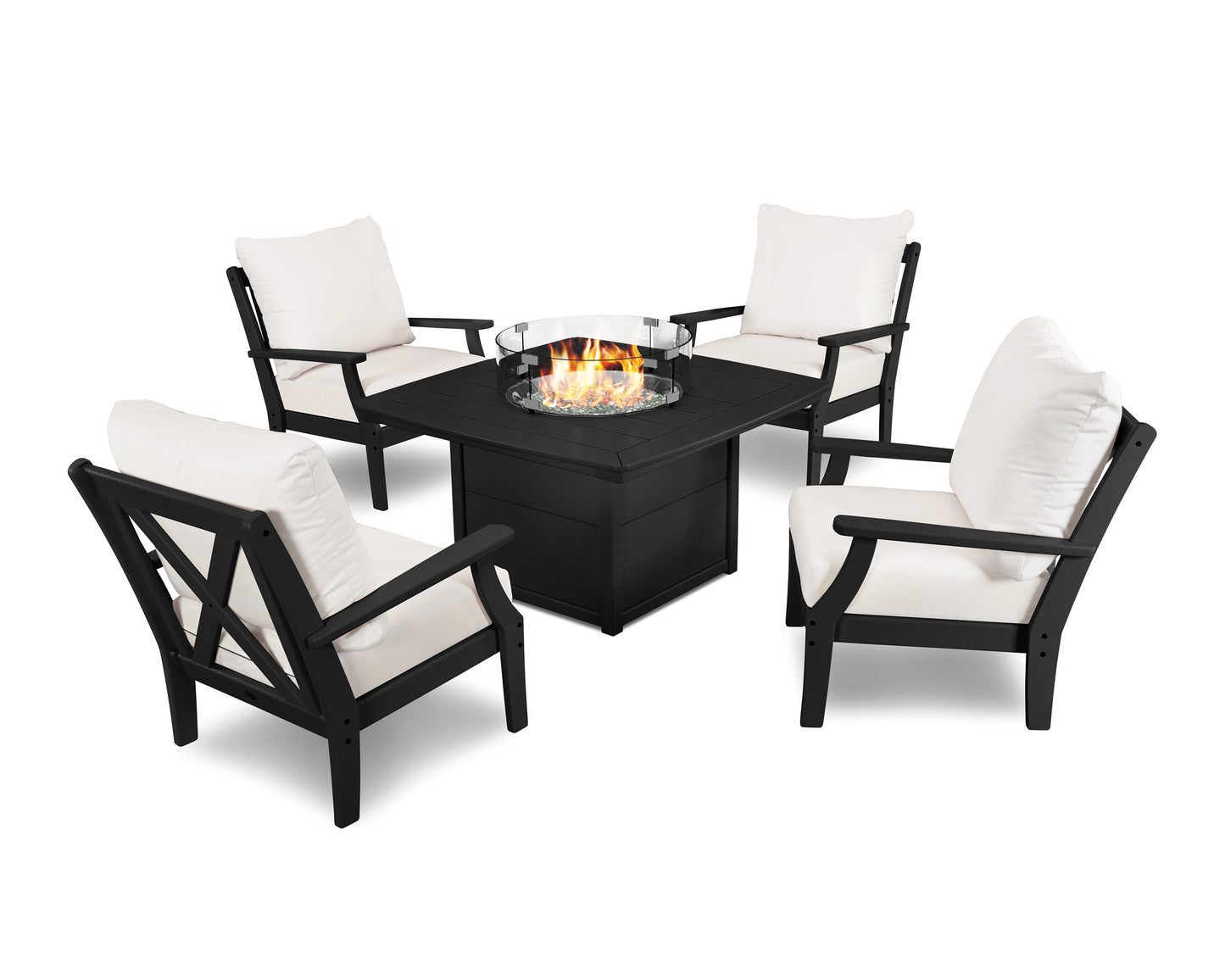 Braxton 5-Piece Deep Seating Conversation Set with Fire Pit Table
