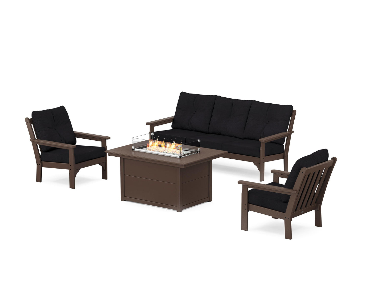 Vineyard Deep Seating Fire Pit Table Set
