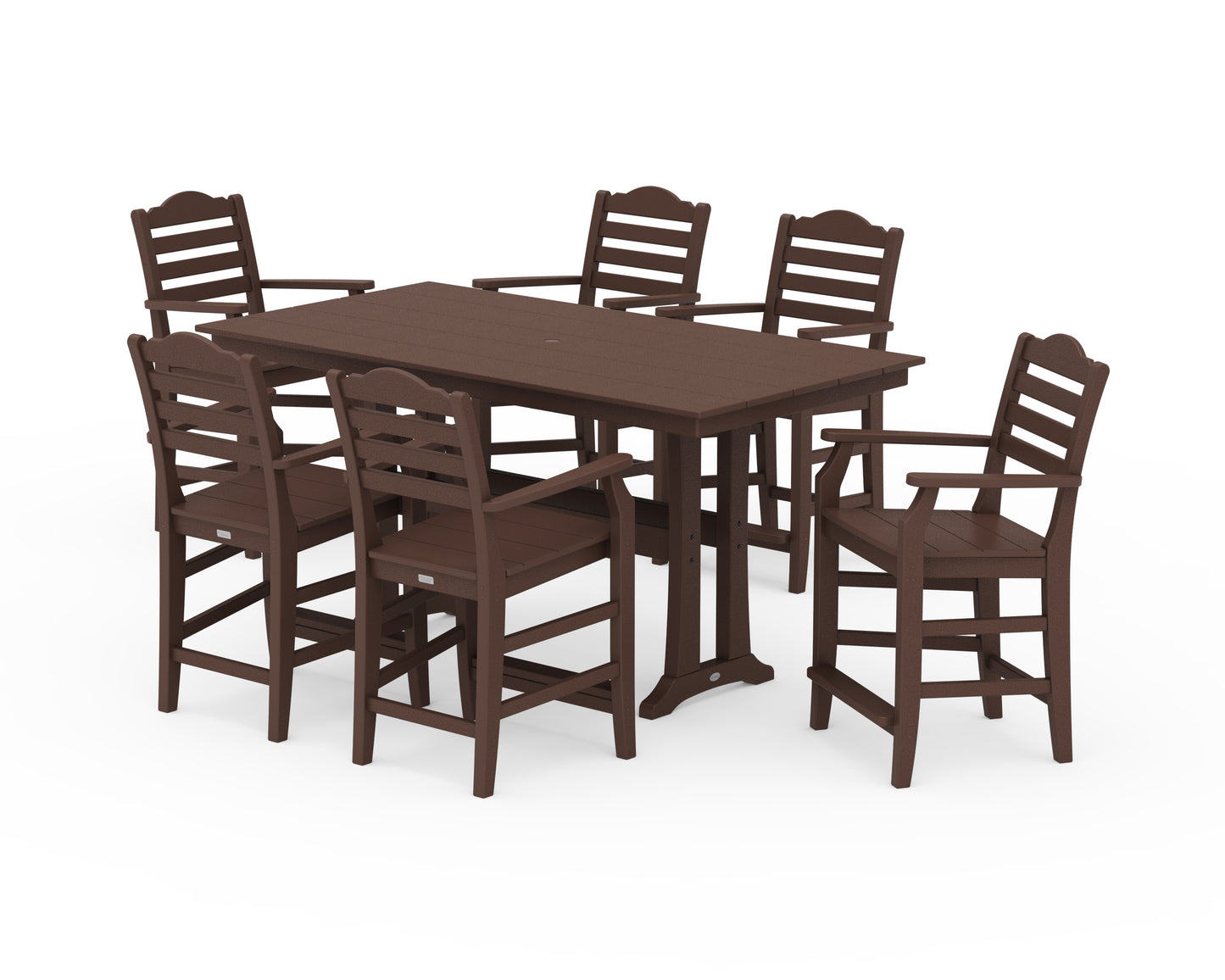 Savannah Arm Chair 7-Piece Farmhouse Counter Set with Trestle Legs