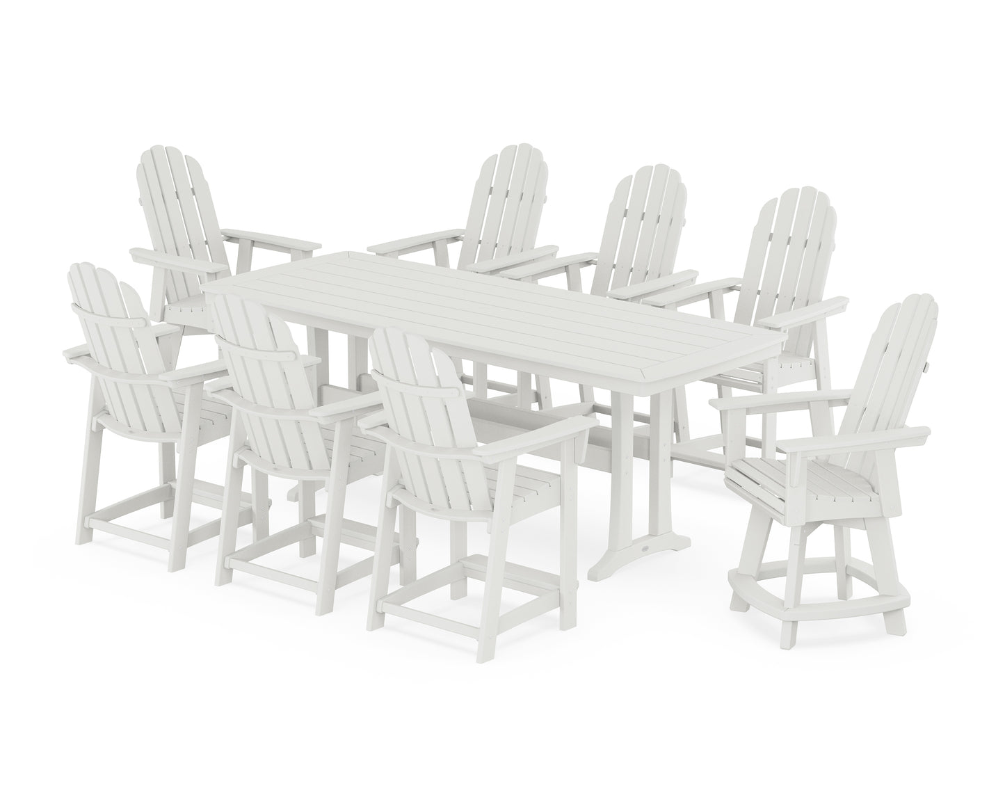 Vineyard Curveback Adirondack Swivel 9-Piece Counter Set with Trestle Legs