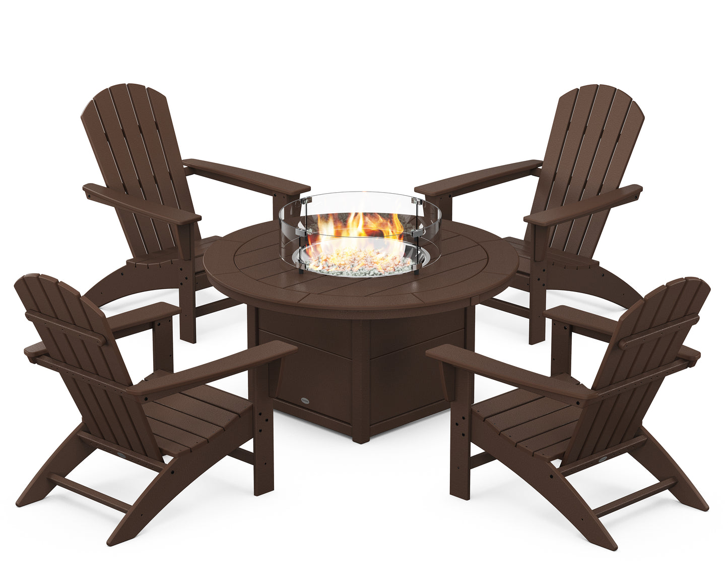 Nautical 5-Piece Adirondack Chair Conversation Set with Fire Pit Table