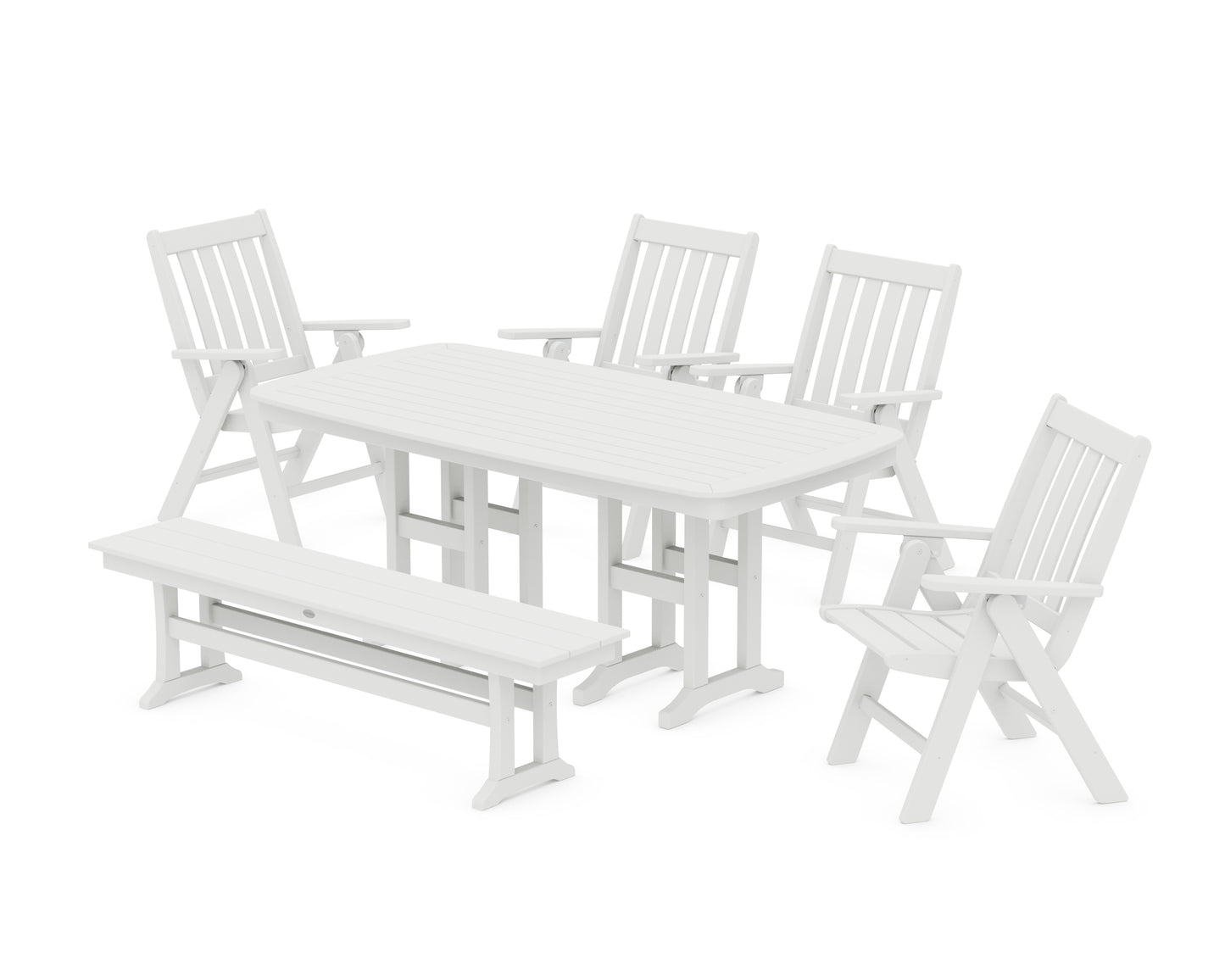 Vineyard Folding Chair 6-Piece Dining Set with Bench