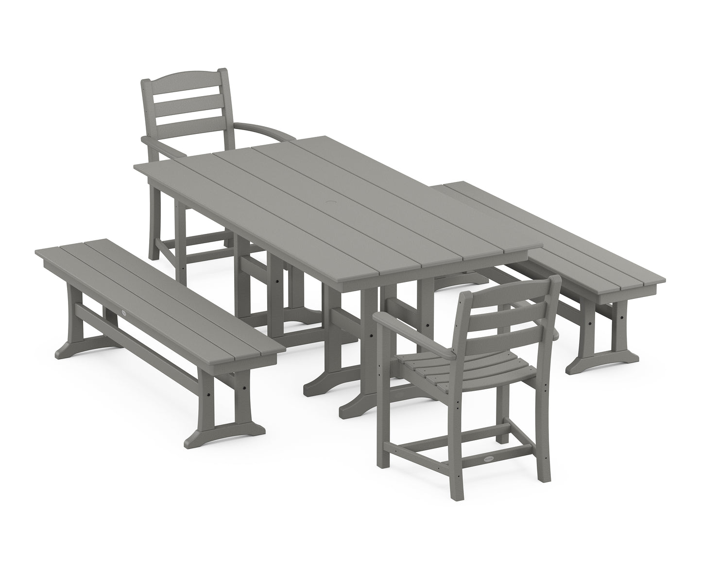 La Casa Cafe 5-Piece Farmhouse Dining Set with Benches