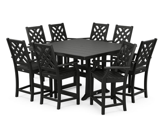 Wovendale 9-Piece Square Farmhouse Counter Set with Trestle Legs