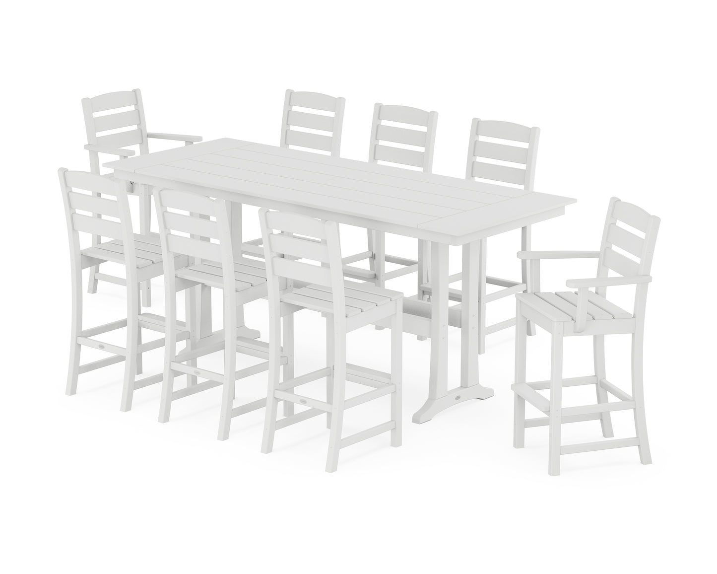 Lakeside 9-Piece Farmhouse Bar Set with Trestle Legs
