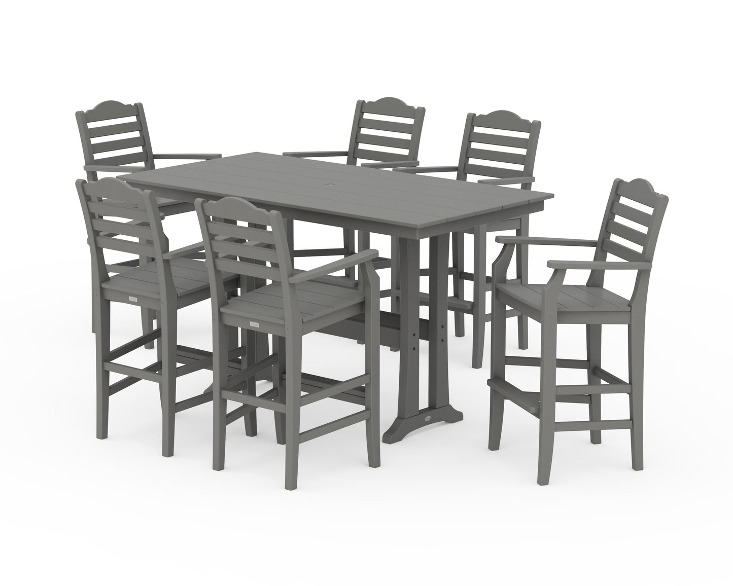 Savannah Arm Chair 7-Piece Farmhouse Bar Set with Trestle Legs