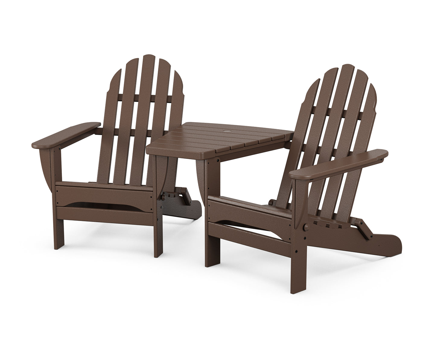 Classic Folding Adirondacks with Angled Connecting Table