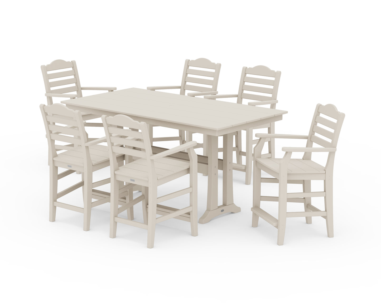 Savannah Arm Chair 7-Piece Farmhouse Counter Set with Trestle Legs