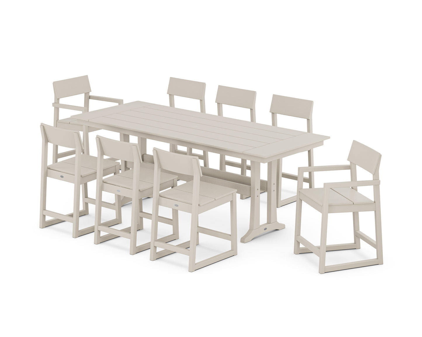 EDGE 9-Piece Farmhouse Counter Set with Trestle Legs
