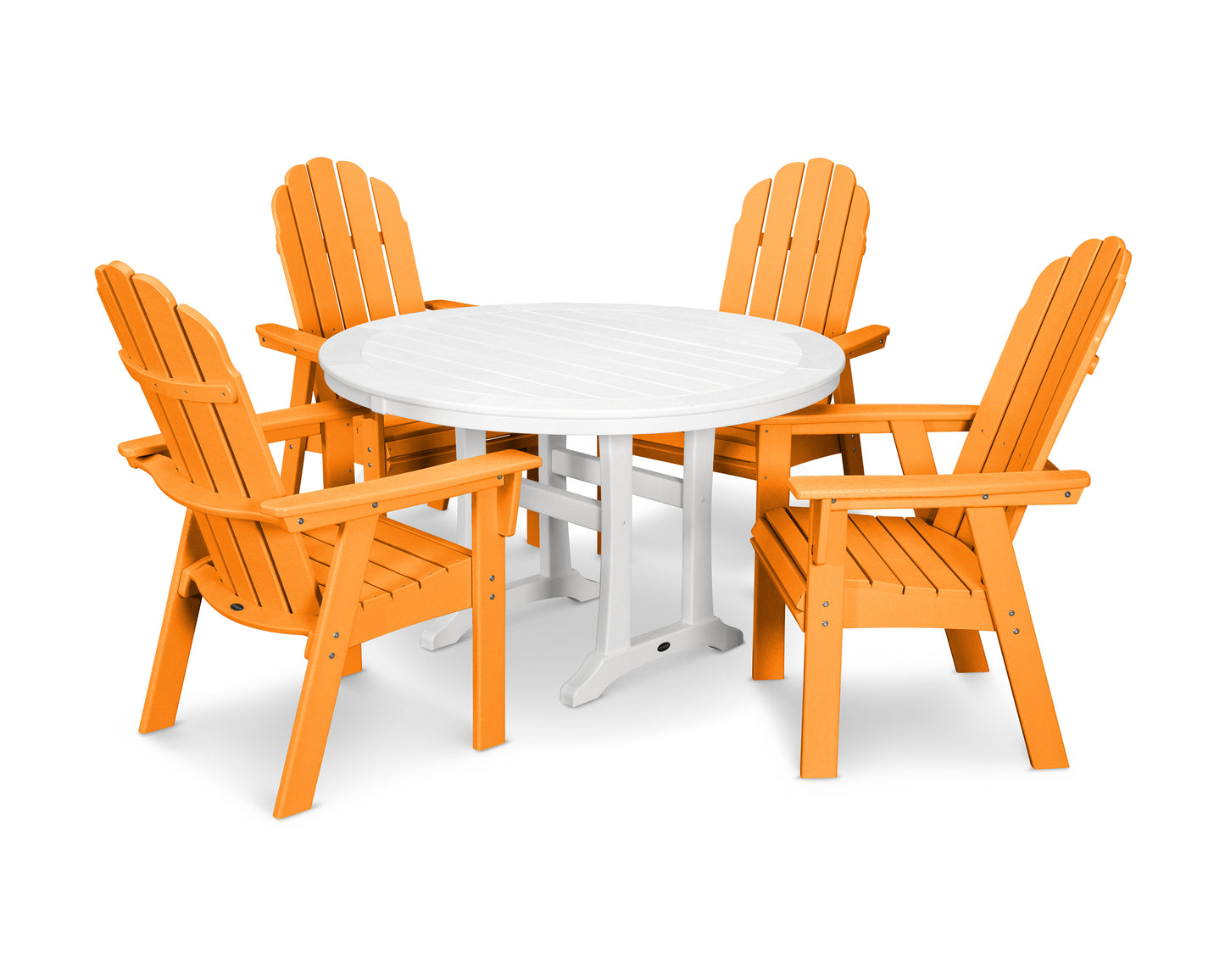 Vineyard Curveback Adirondack 5-Piece Nautical Trestle Dining Set