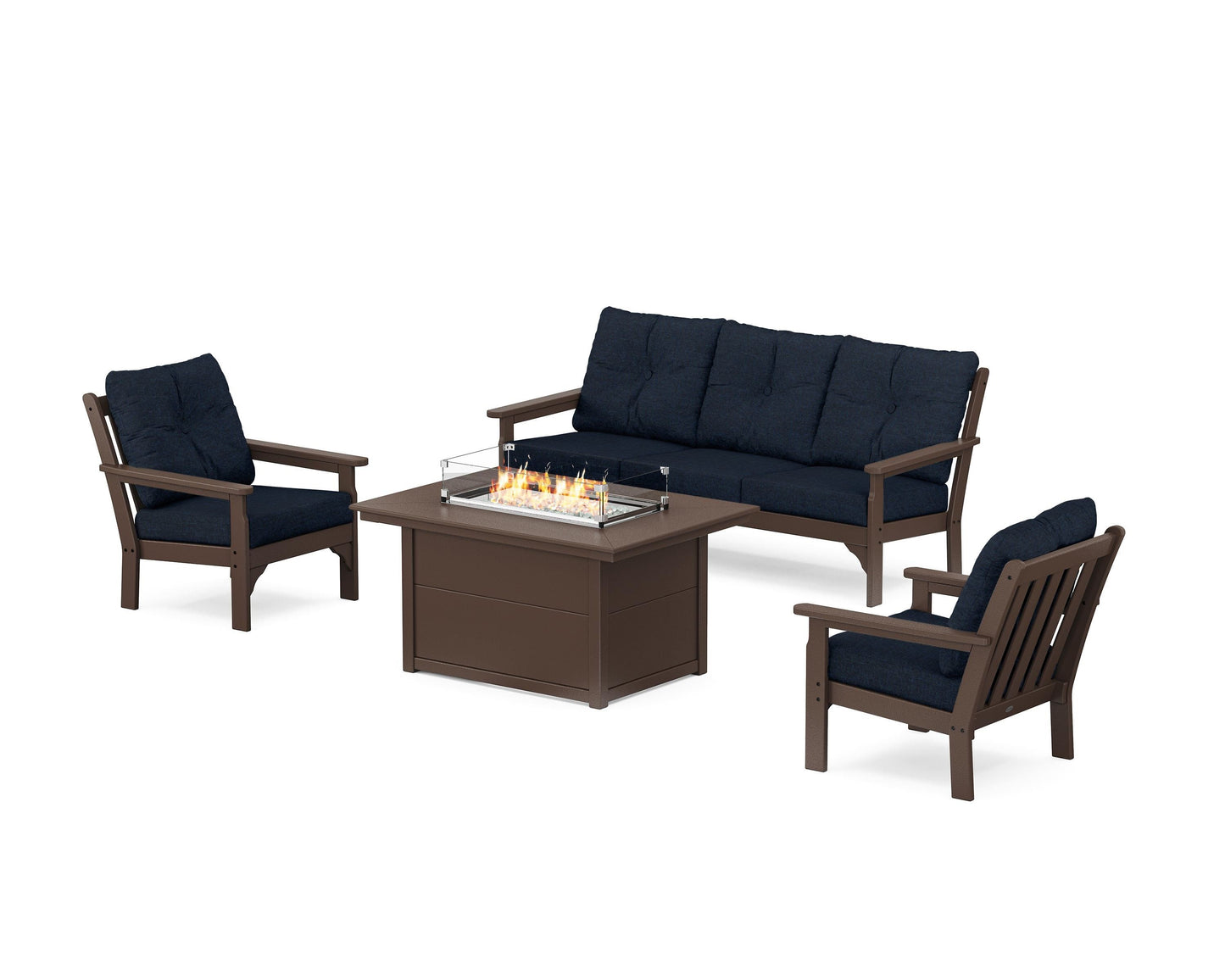 Vineyard Deep Seating Fire Pit Table Set