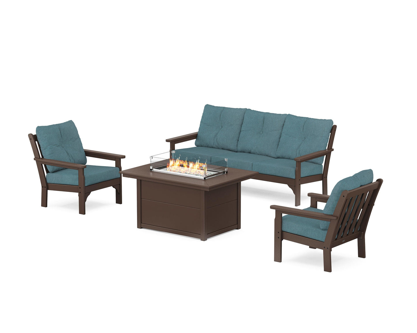 Vineyard Deep Seating Fire Pit Table Set