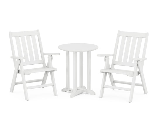 Vineyard Folding Chair 3-Piece Round Bistro Dining Set