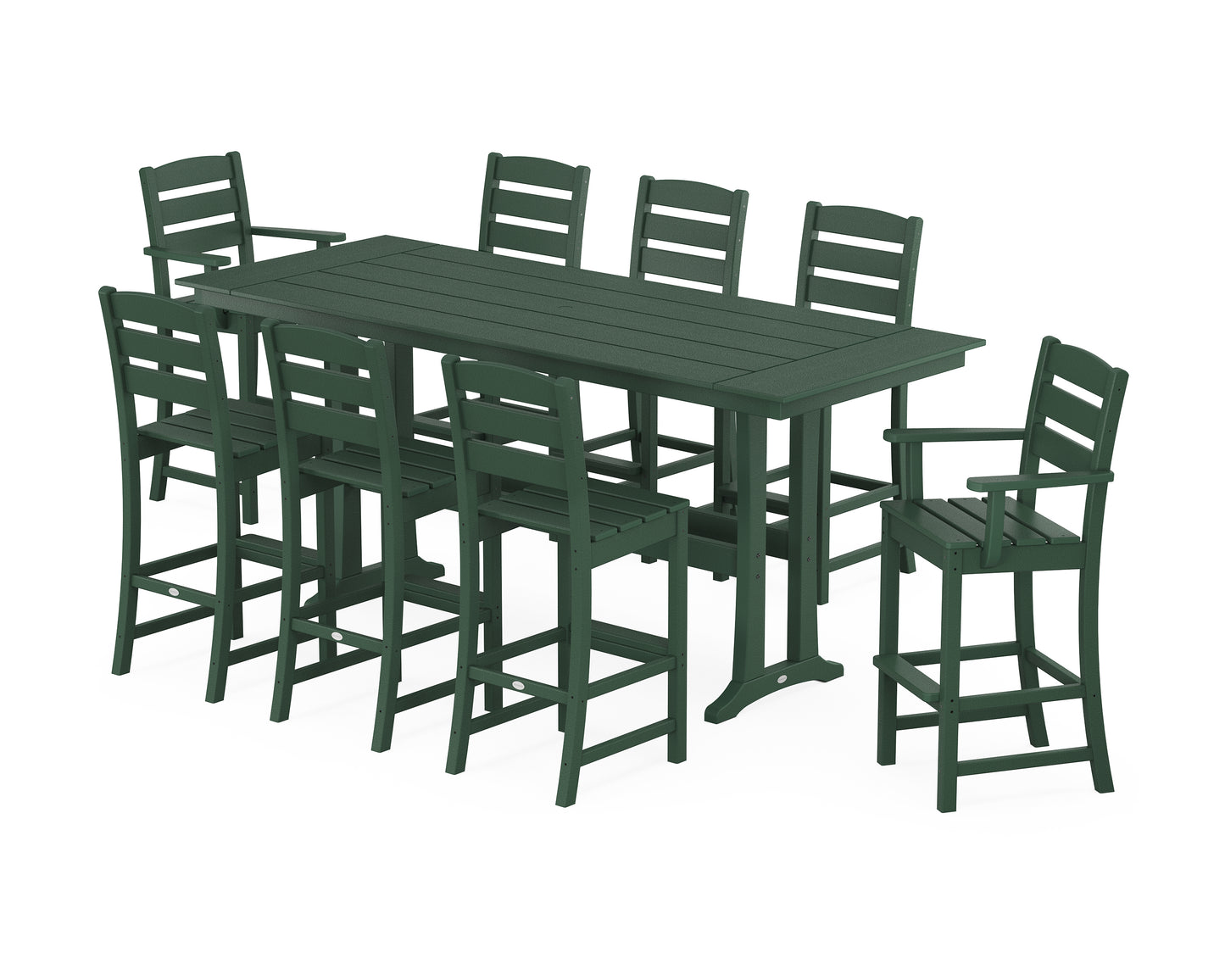Lakeside 9-Piece Farmhouse Bar Set with Trestle Legs