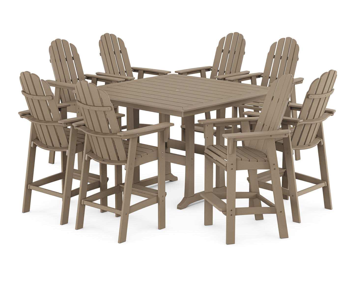 Vineyard Curveback Adirondack 9-Piece Trestle Bar Set