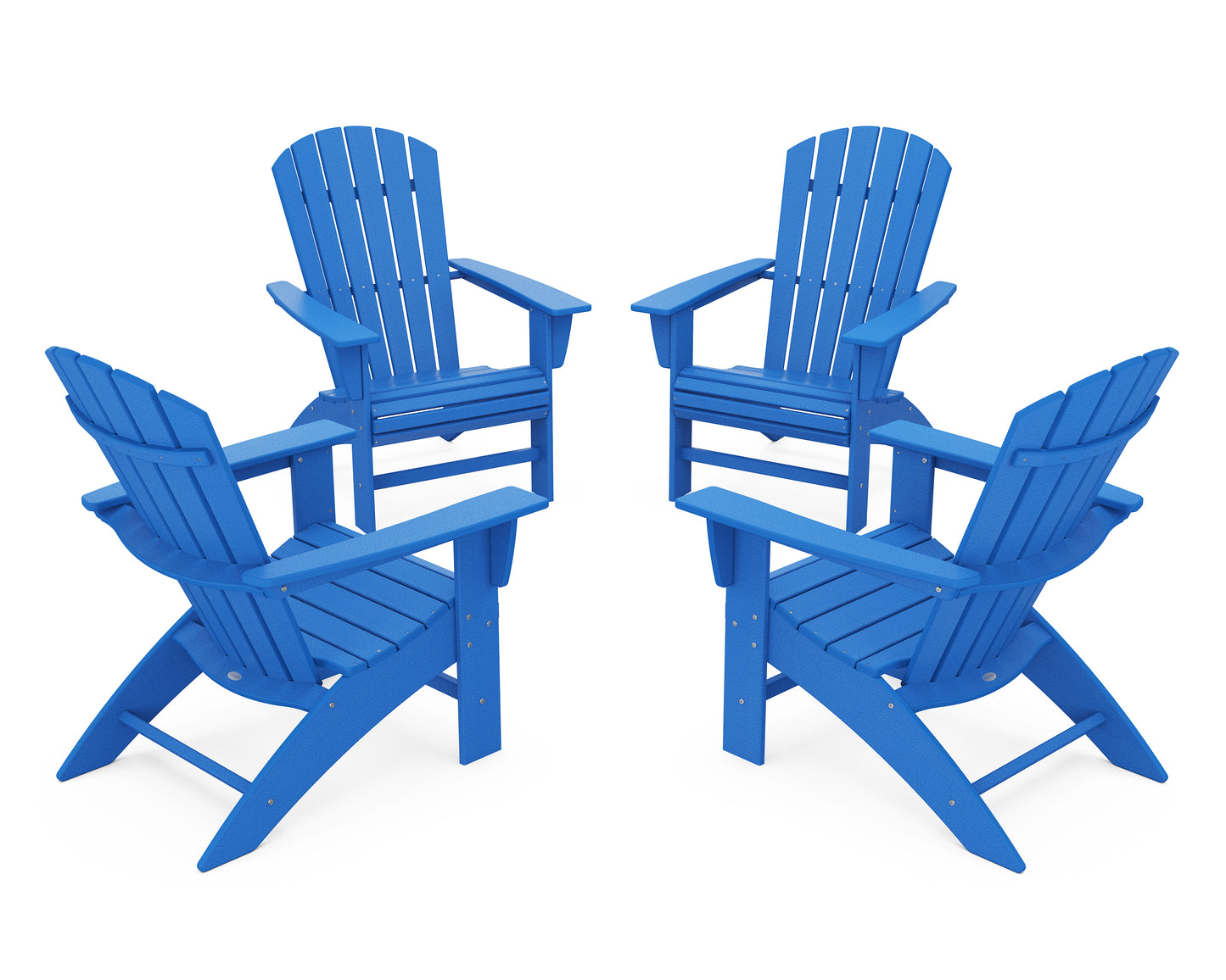 4-Piece Nautical Curveback Adirondack Chair Conversation Set
