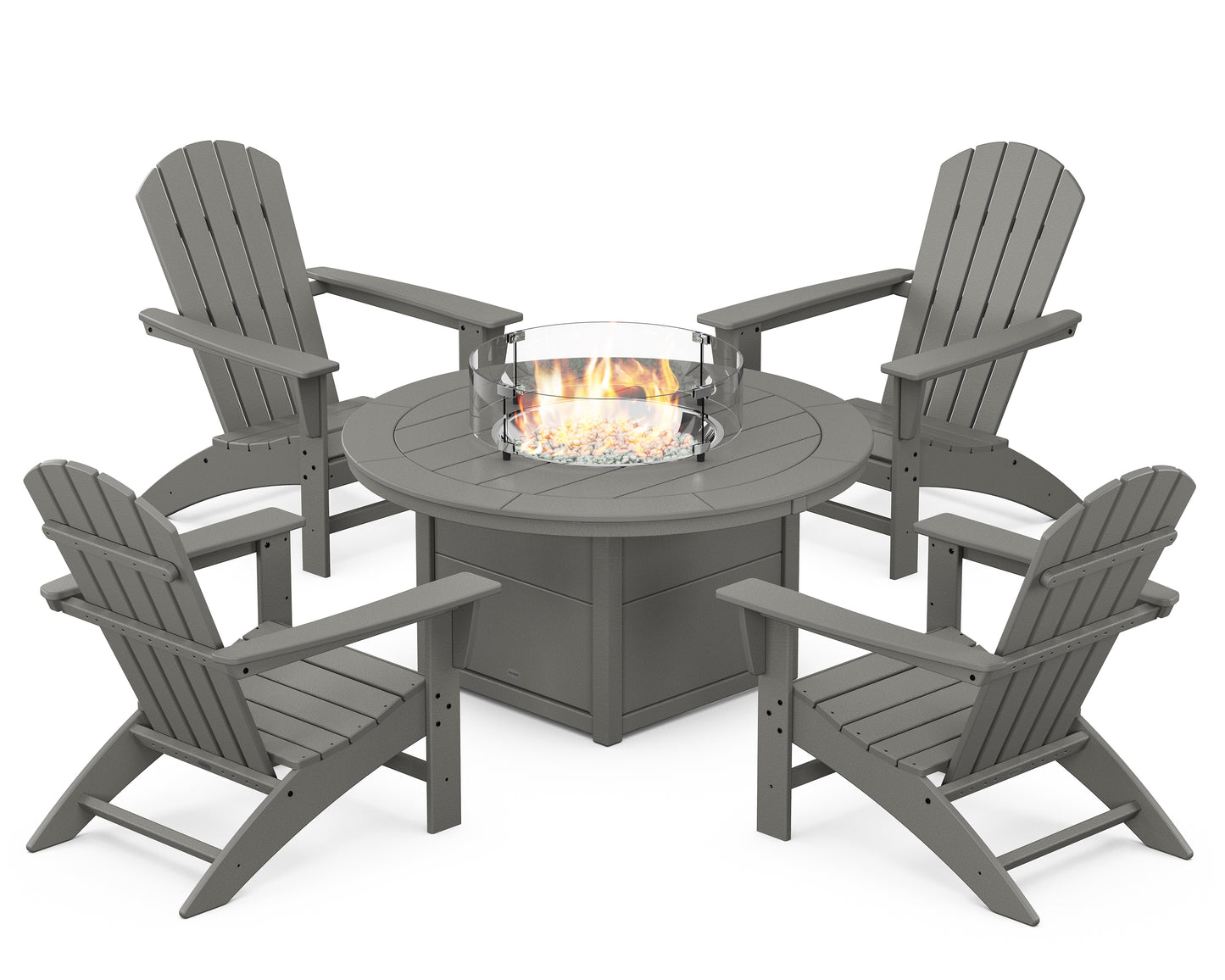 Nautical 5-Piece Adirondack Chair Conversation Set with Fire Pit Table