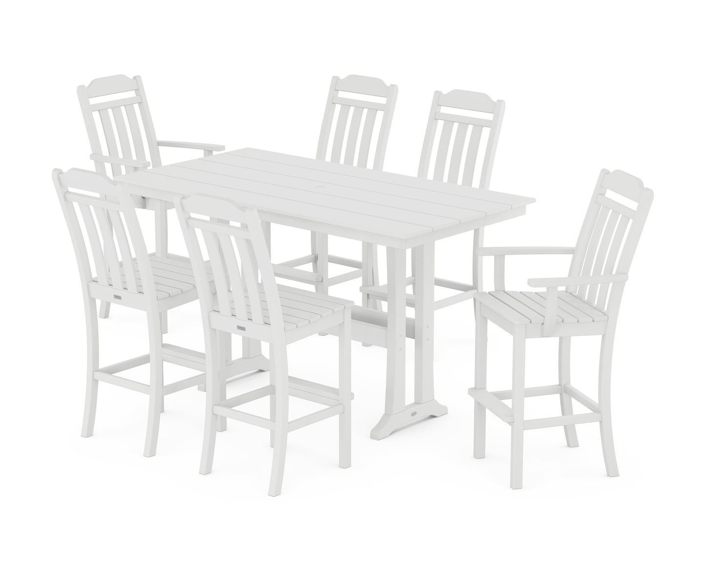 Cottage 7-Piece Farmhouse Bar Set with Trestle Legs