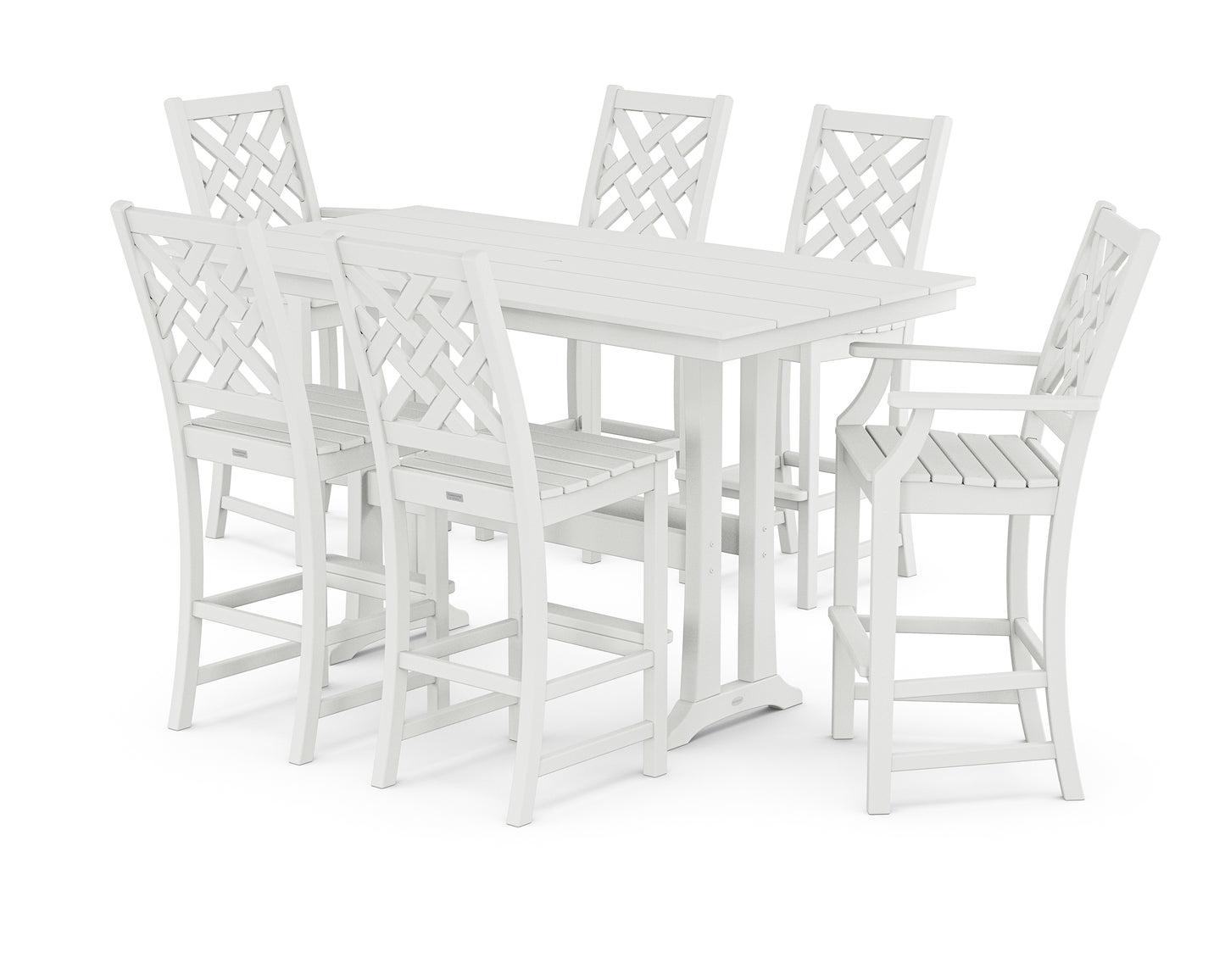 Wovendale 7-Piece Farmhouse Bar Set with Trestle Legs