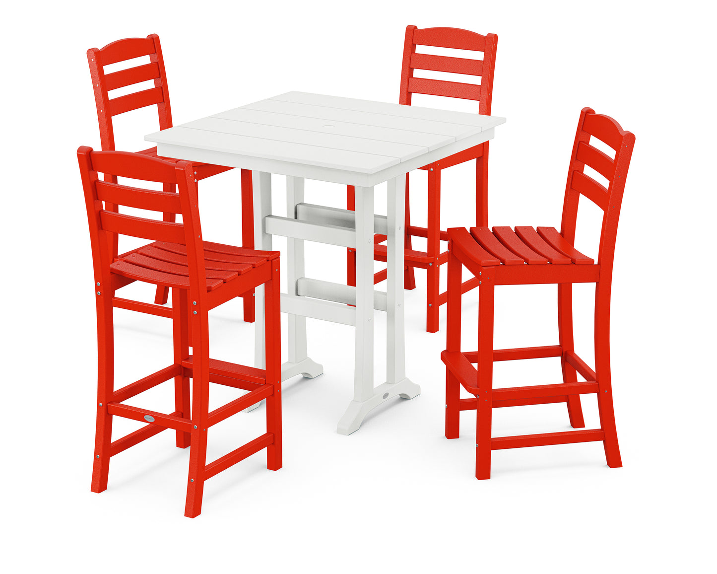 La Casa Café 5-Piece Farmhouse Trestle Bar Set