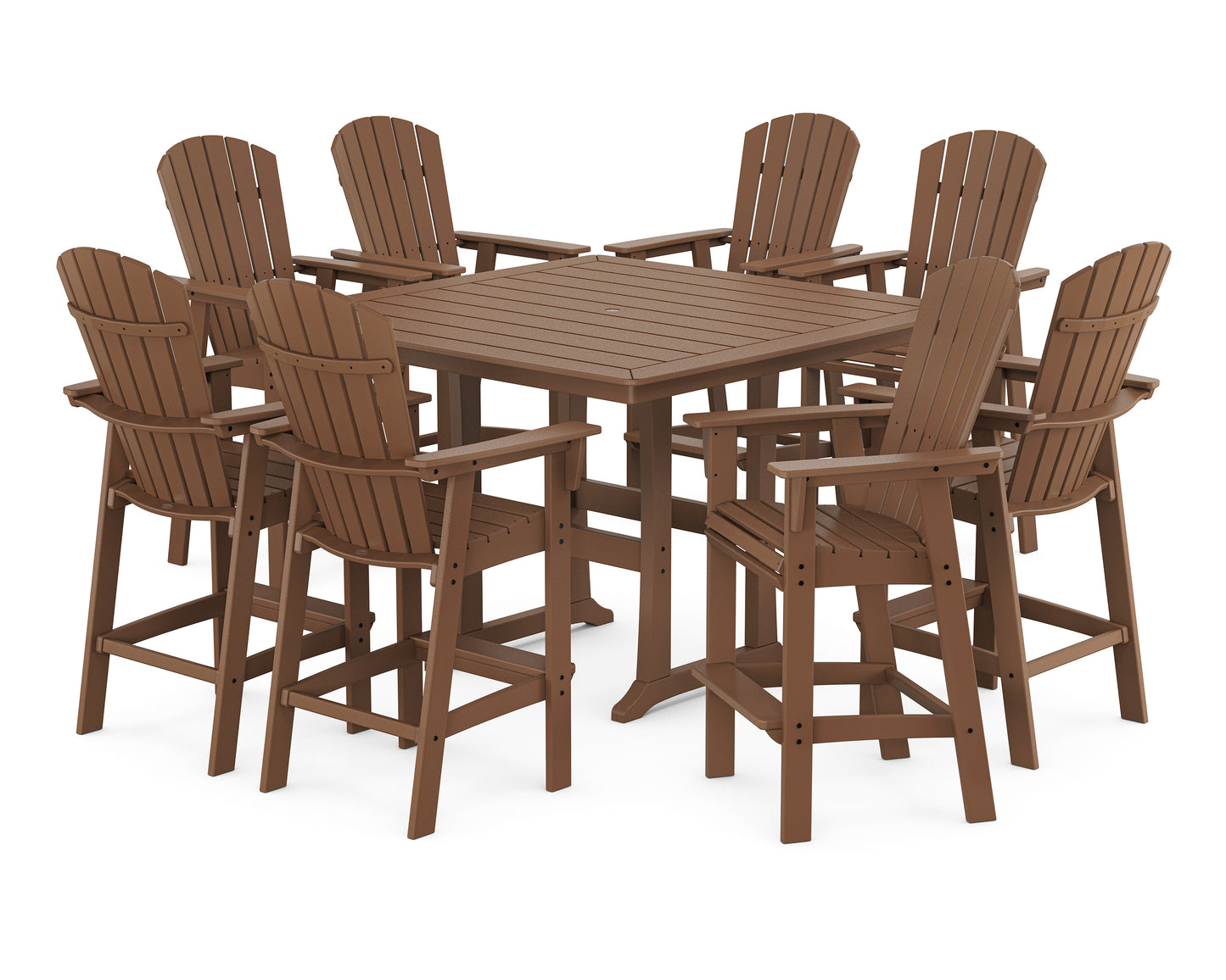 Nautical Curveback Adirondack 9-Piece Trestle Bar Set