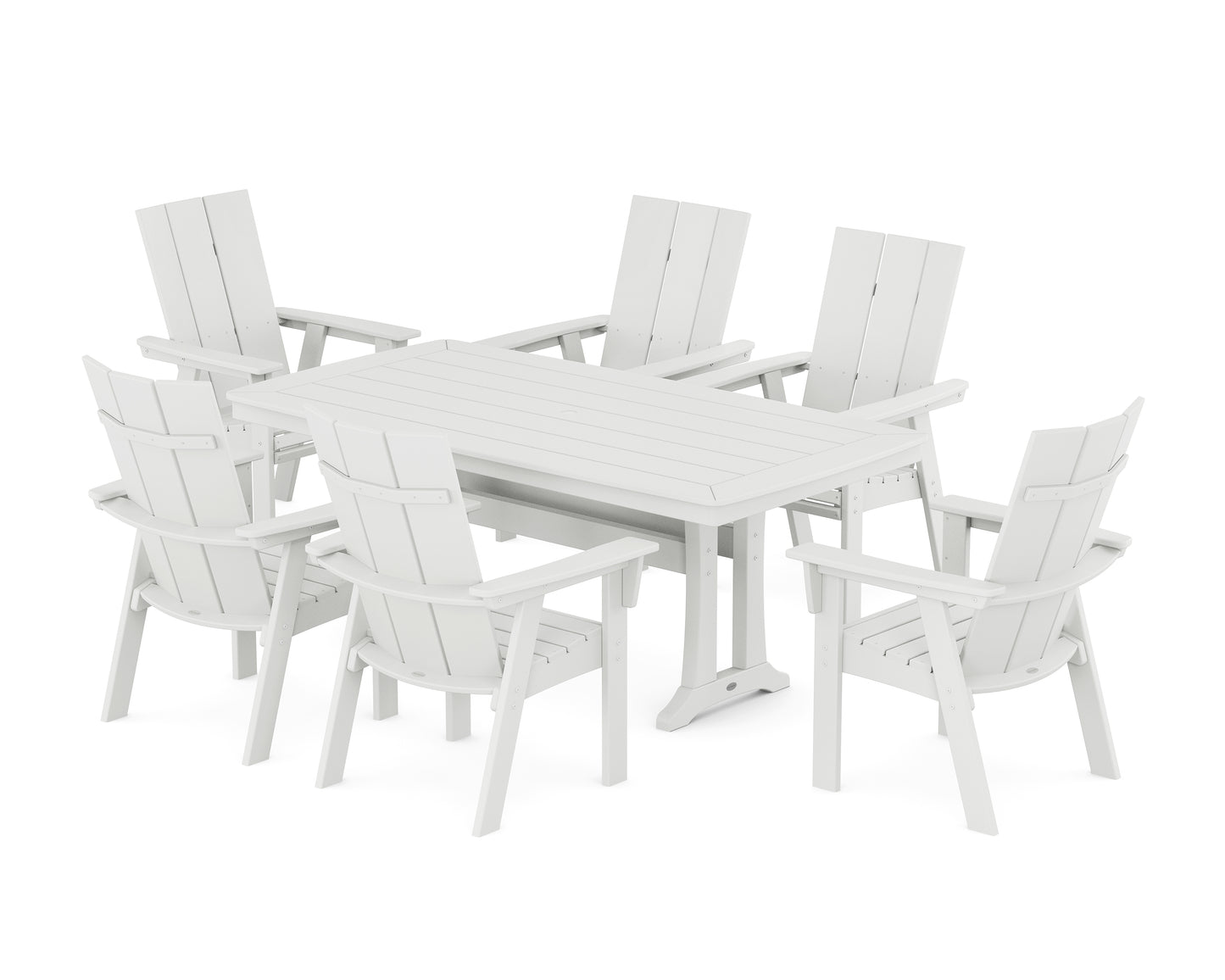 Modern Curveback Adirondack 7-Piece Dining Set with Trestle Legs