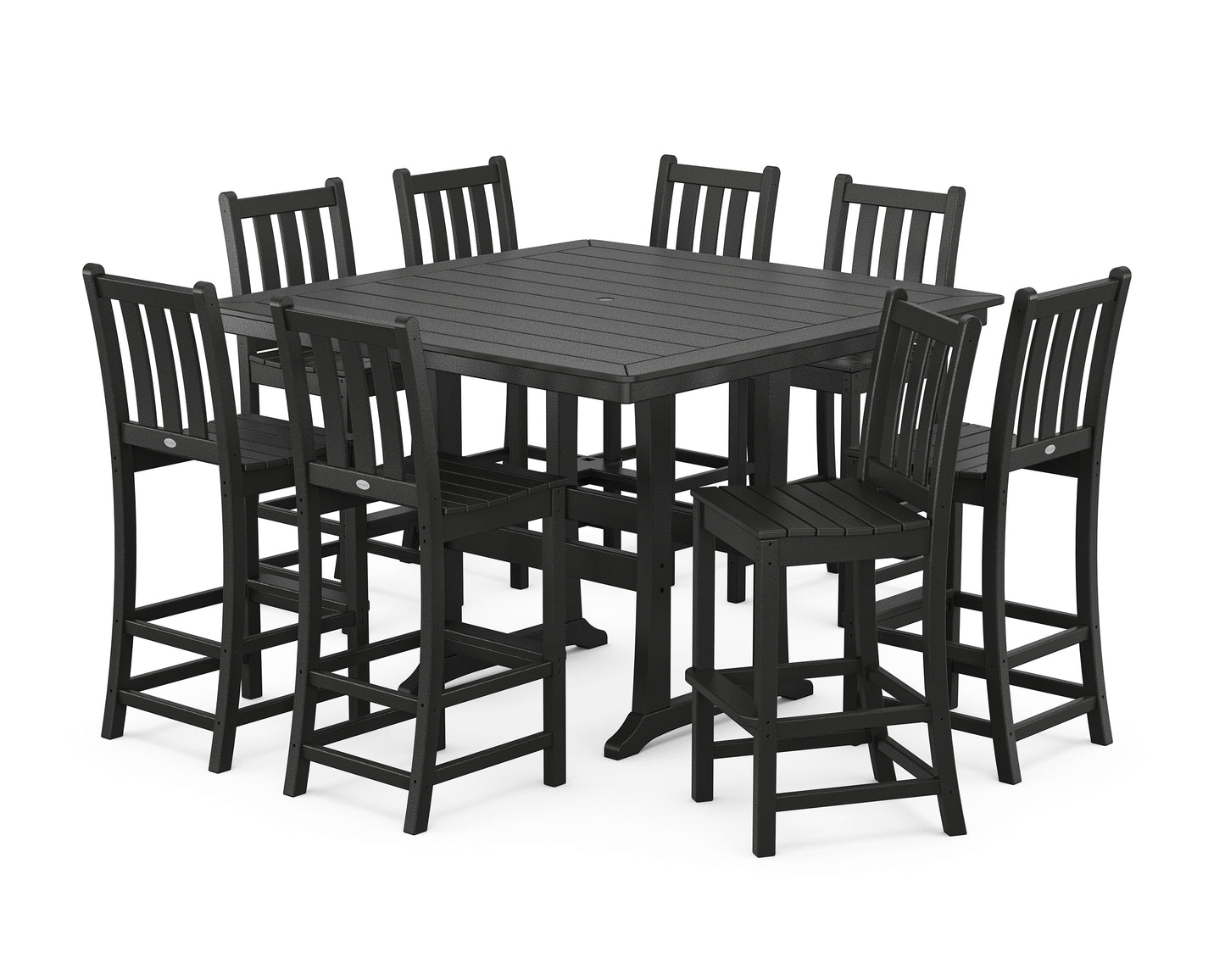 Traditional Garden 9-Piece Nautical Trestle Bar Set