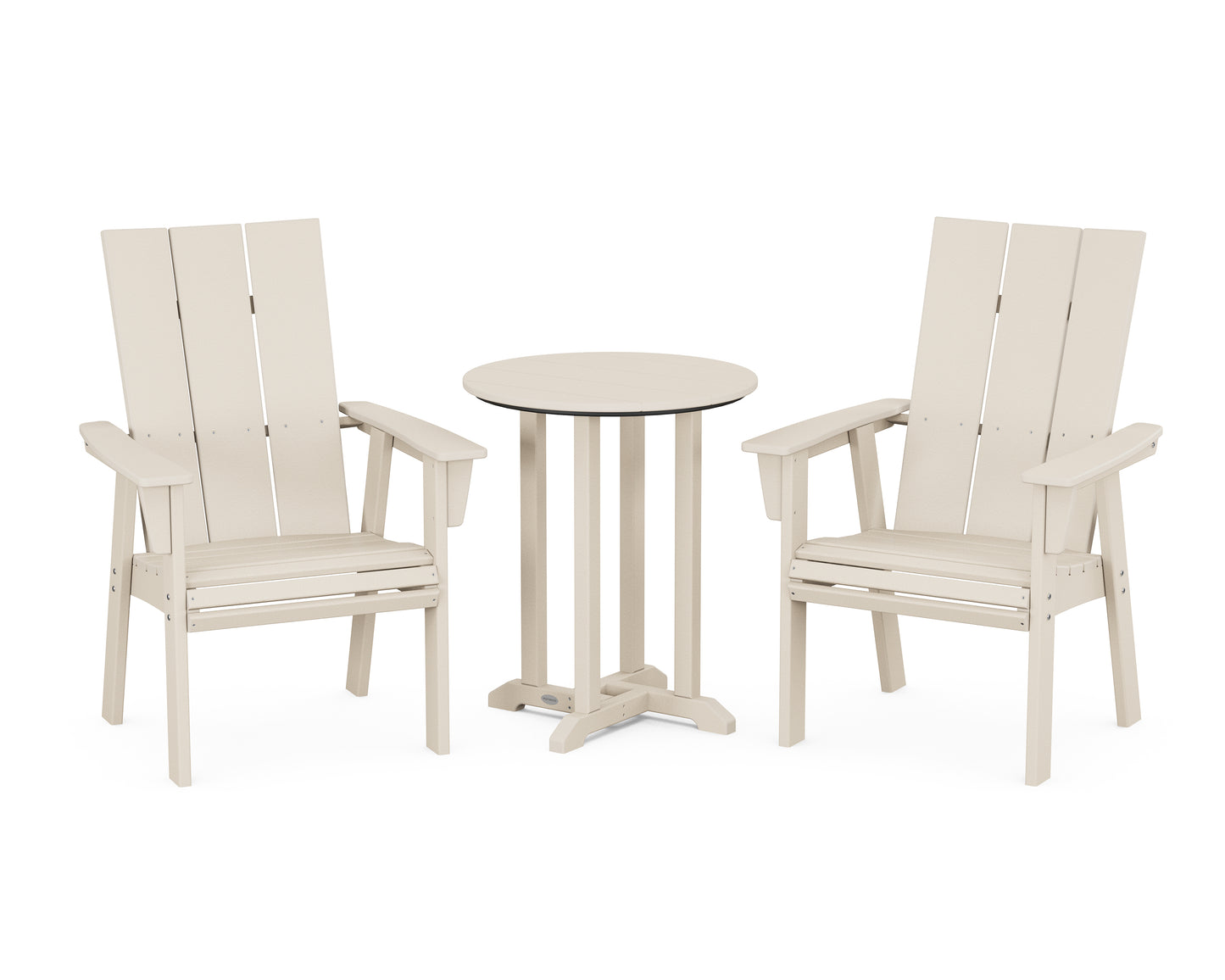 Modern Curveback Adirondack 3-Piece Round Bistro Dining Set