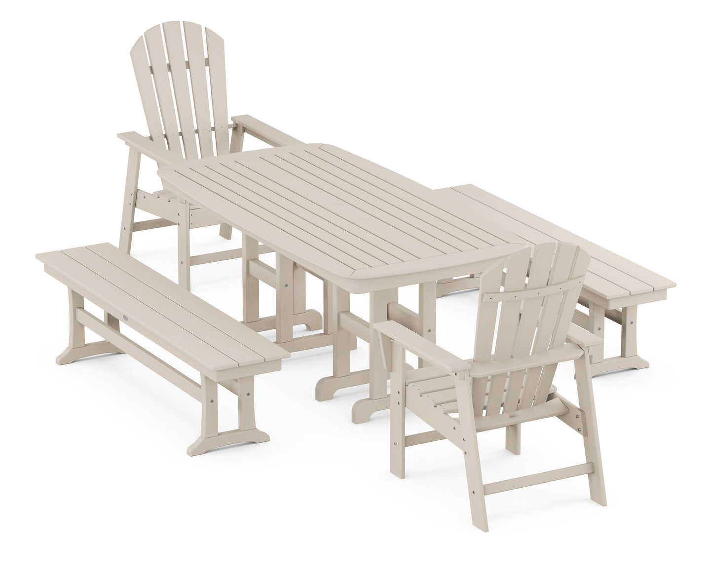 South Beach 5-Piece Dining Set with Benches