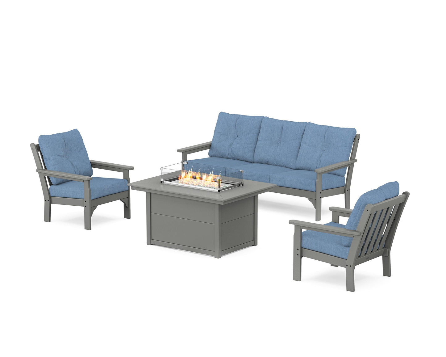 Vineyard Deep Seating Fire Pit Table Set
