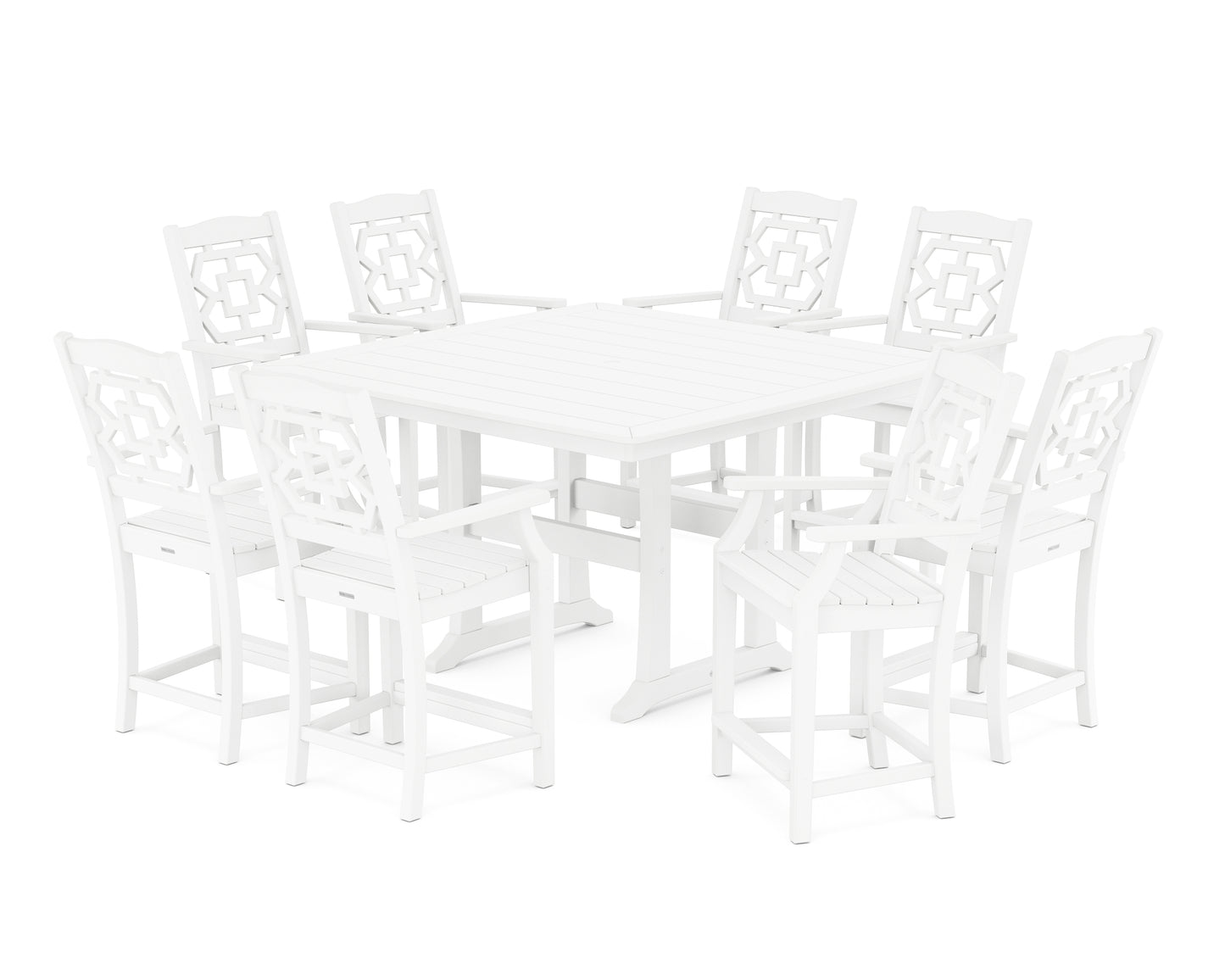 Chinoiserie 9-Piece Square Counter Set with Trestle Legs