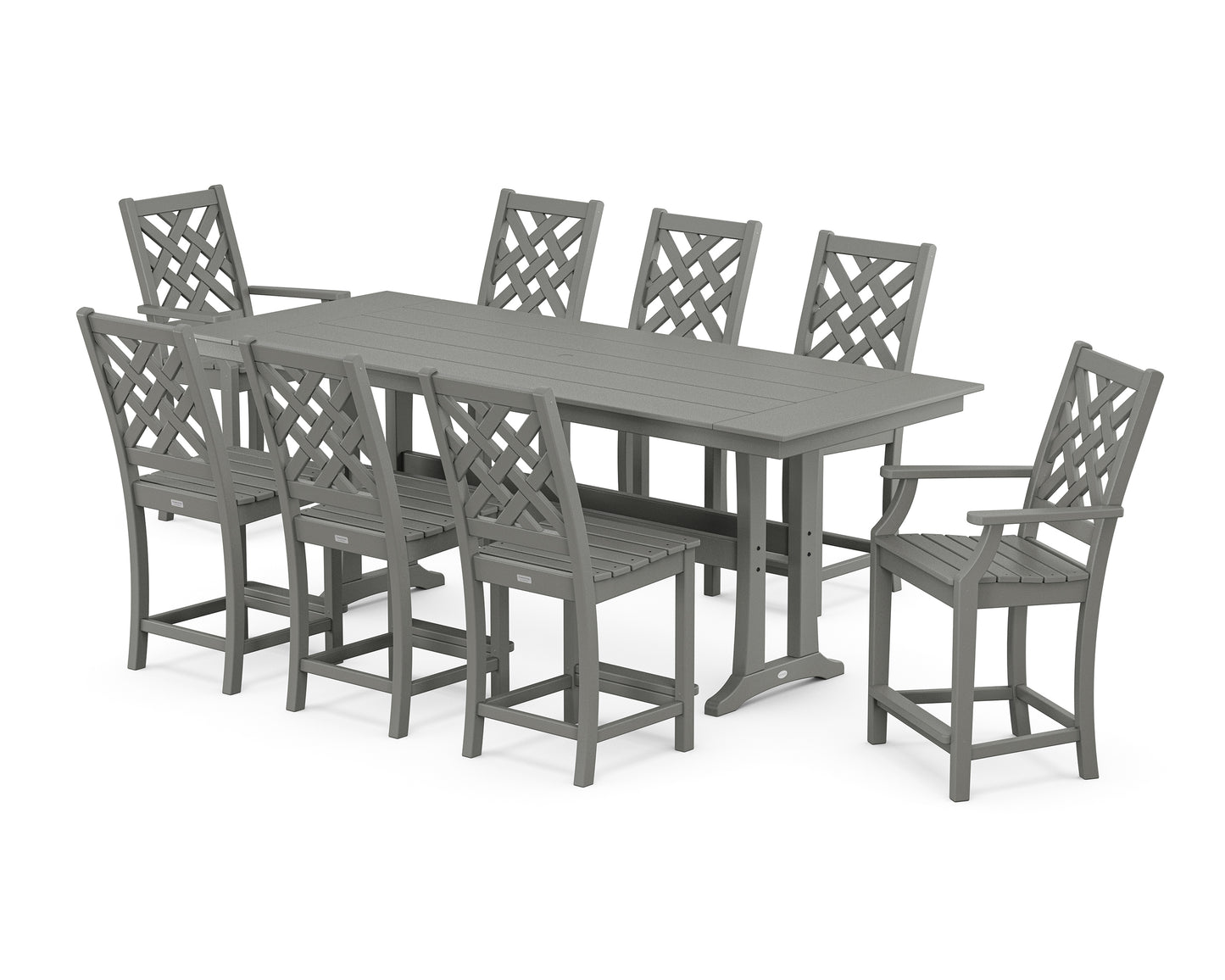 Wovendale 9-Piece Farmhouse Counter Set with Trestle Legs