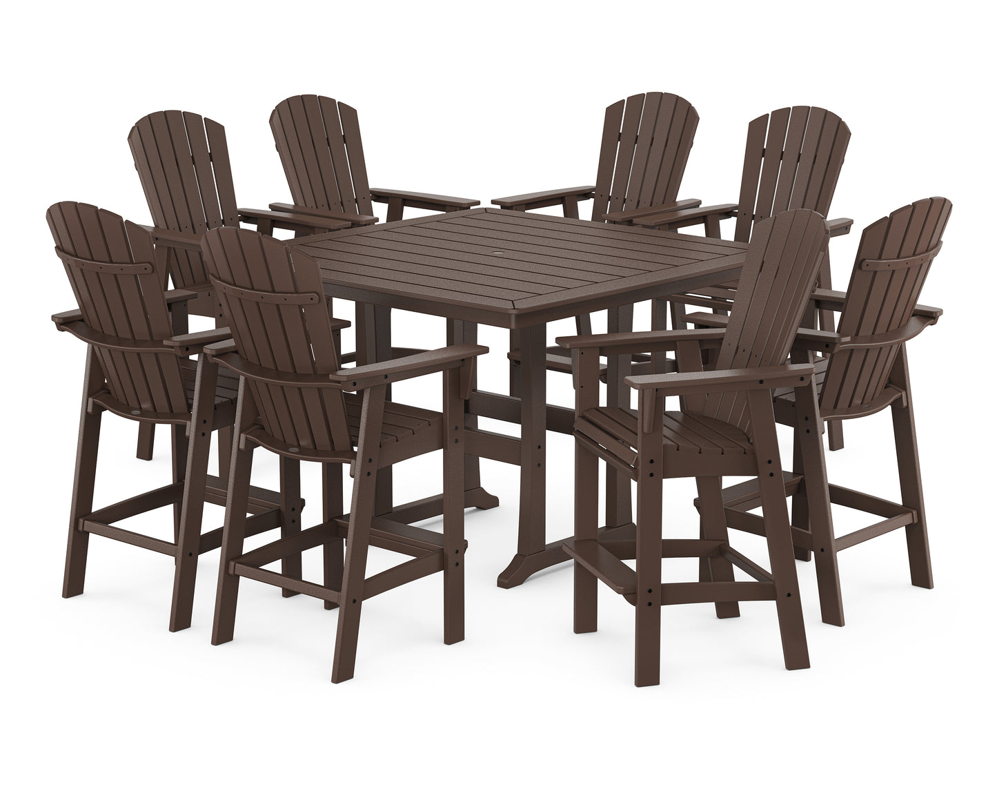 Nautical Curveback Adirondack 9-Piece Trestle Bar Set