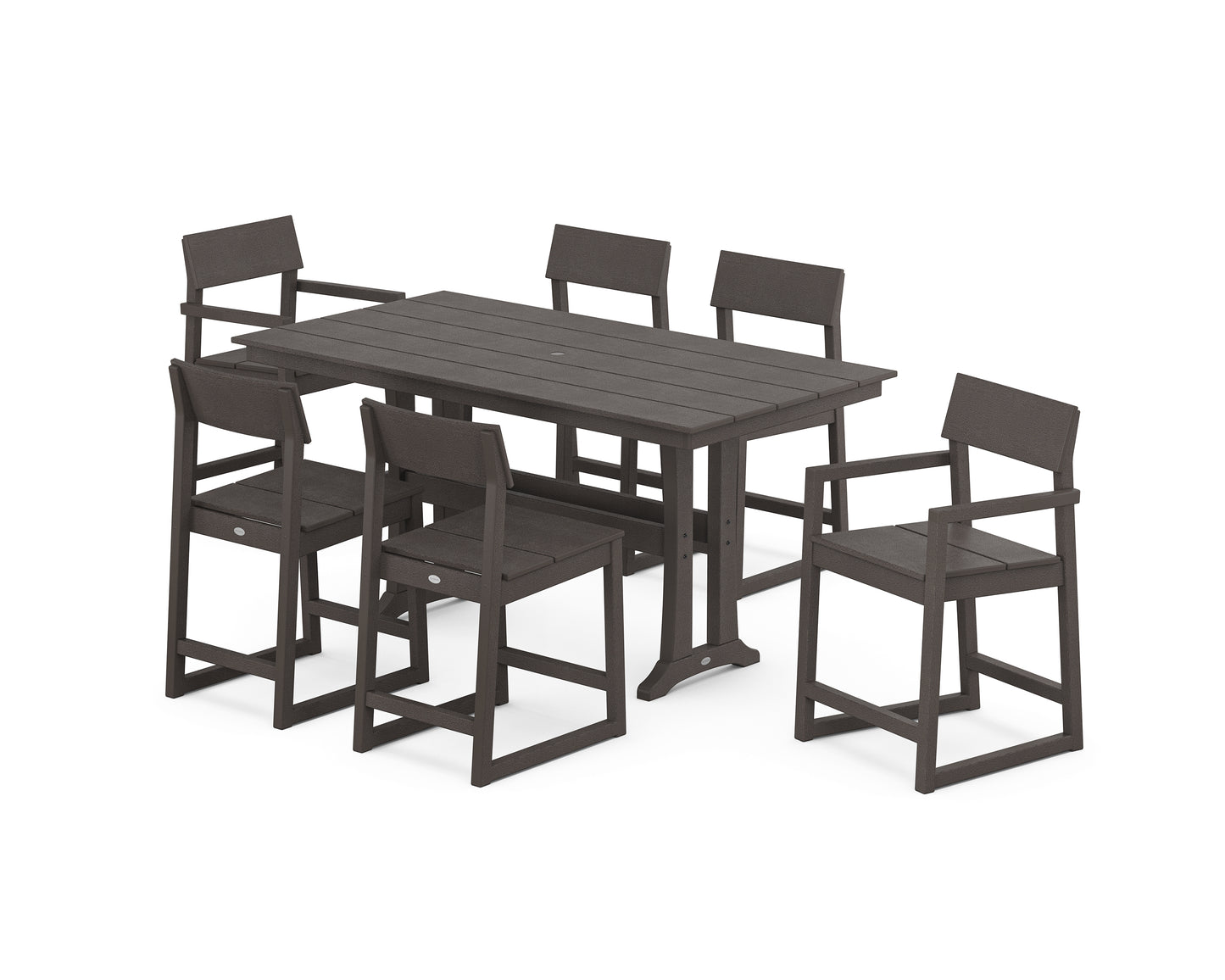 EDGE 7-Piece Farmhouse Counter Set with Trestle Legs