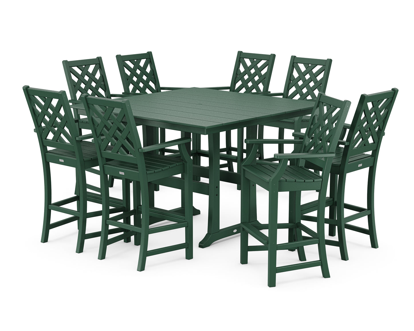 Wovendale 9-Piece Square Farmhouse Bar Set with Trestle Legs