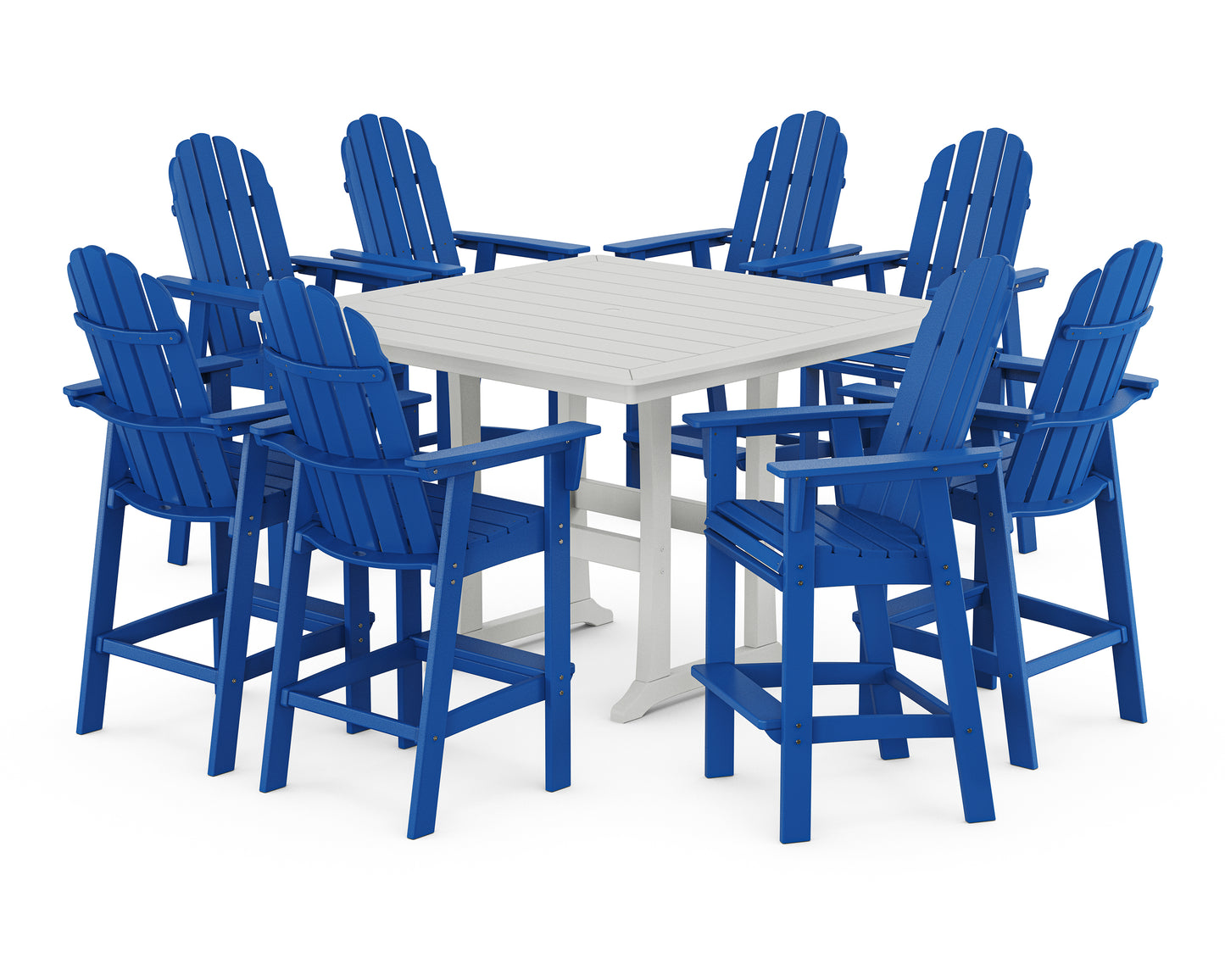 Vineyard Curveback Adirondack 9-Piece Trestle Bar Set
