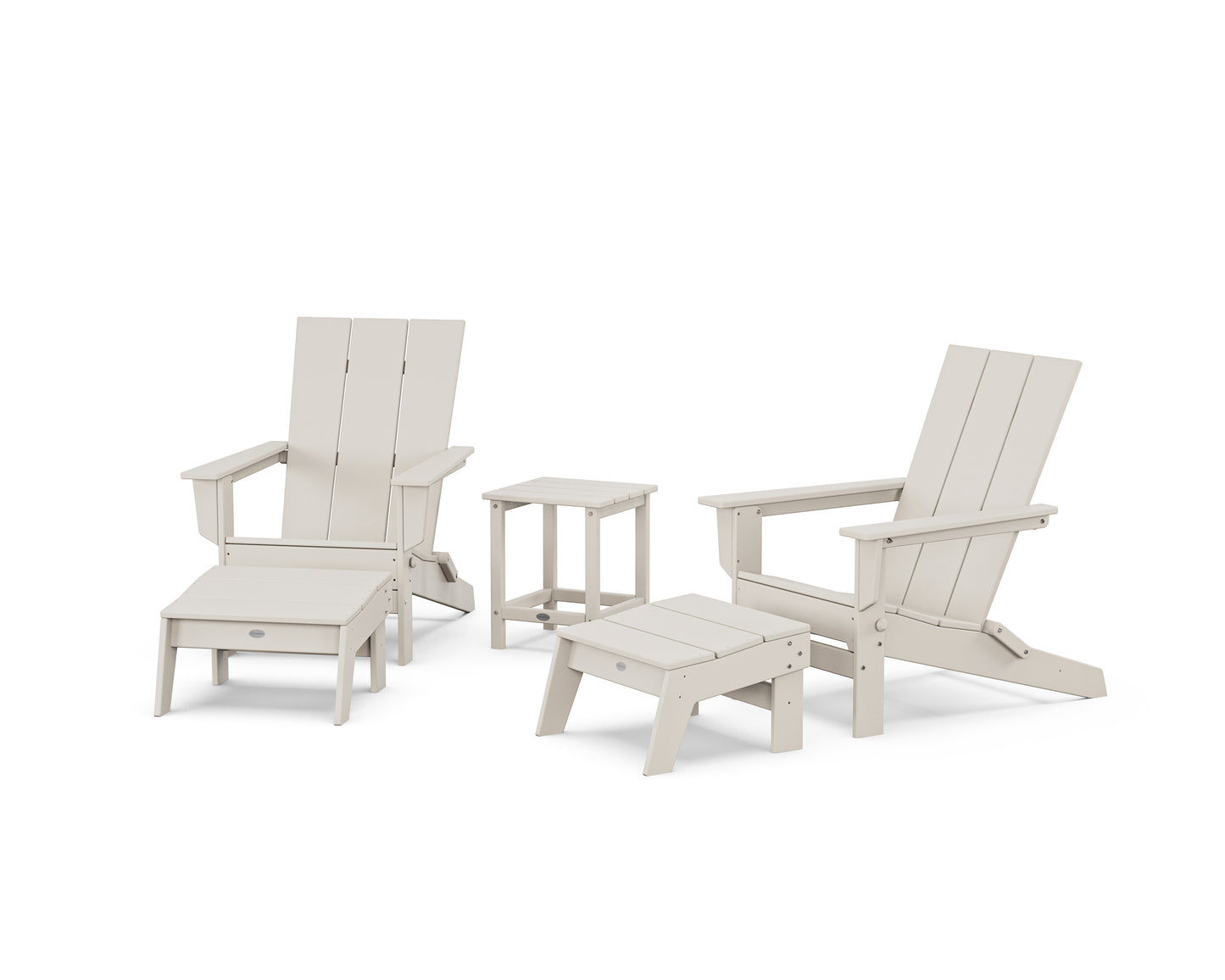 5-Piece Modern Studio Folding Adirondack Set with Ottomans and Side Table