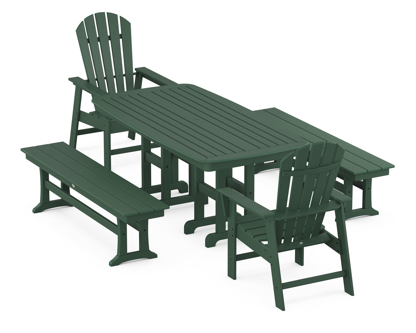 South Beach 5-Piece Dining Set with Benches