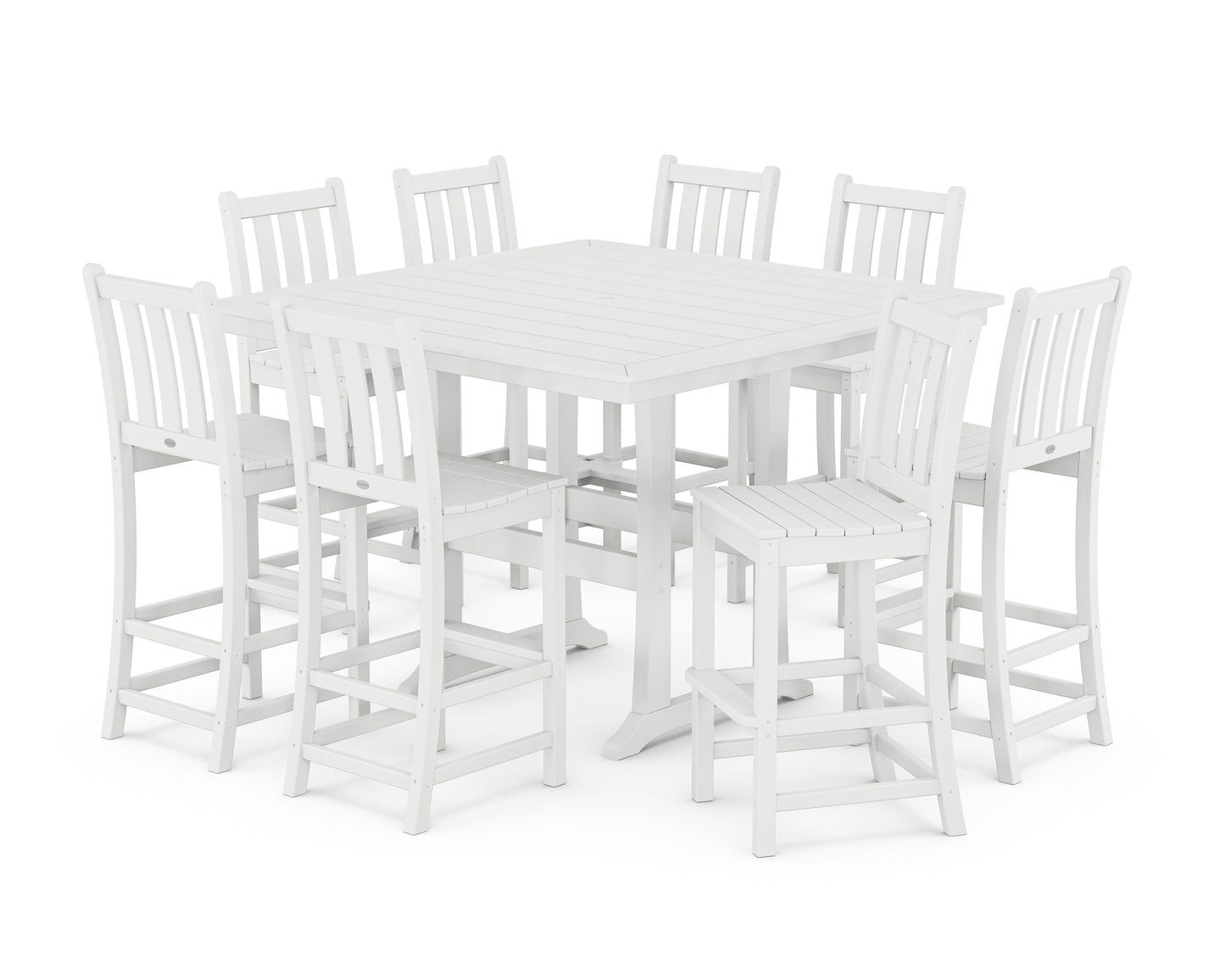 Traditional Garden 9-Piece Nautical Trestle Bar Set
