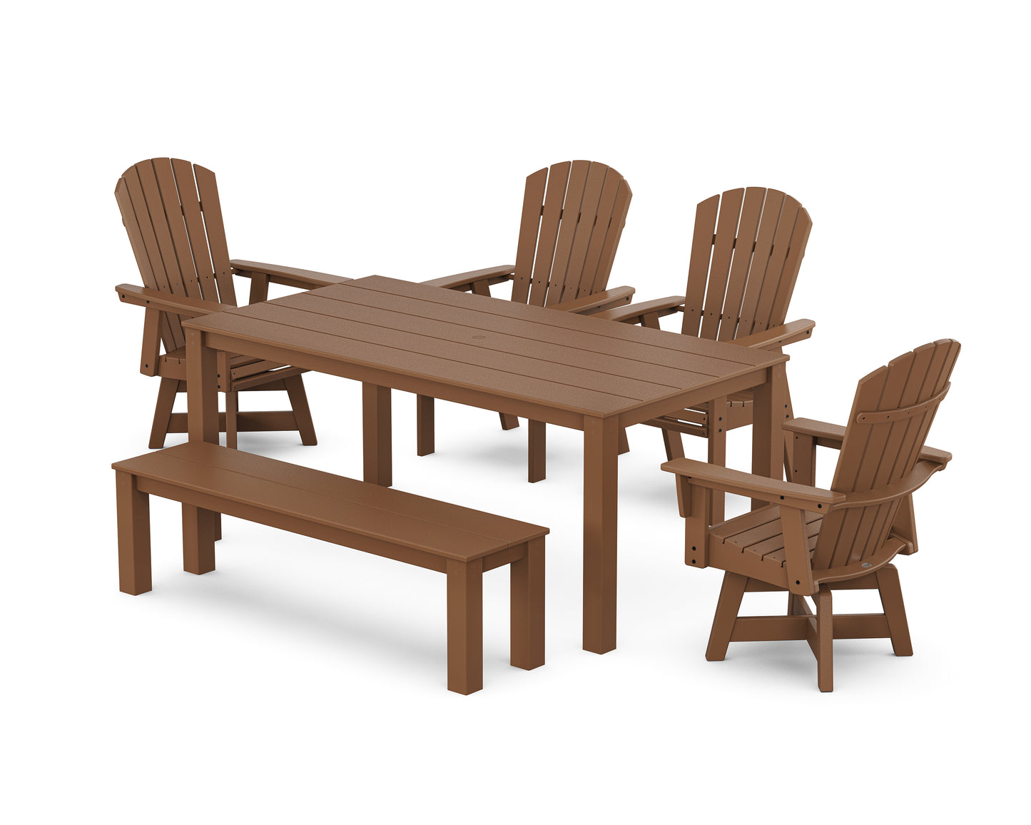 Nautical Curveback Adirondack Swivel 6-Piece Parsons Dining Set with Bench