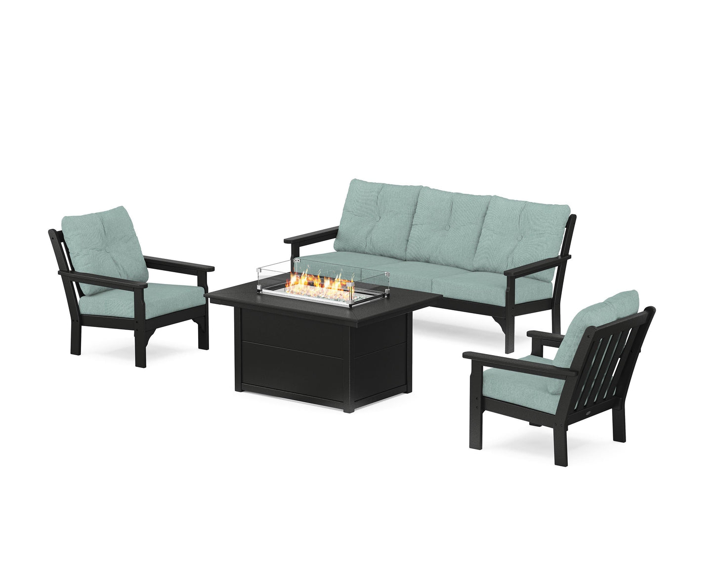 Vineyard Deep Seating Fire Pit Table Set